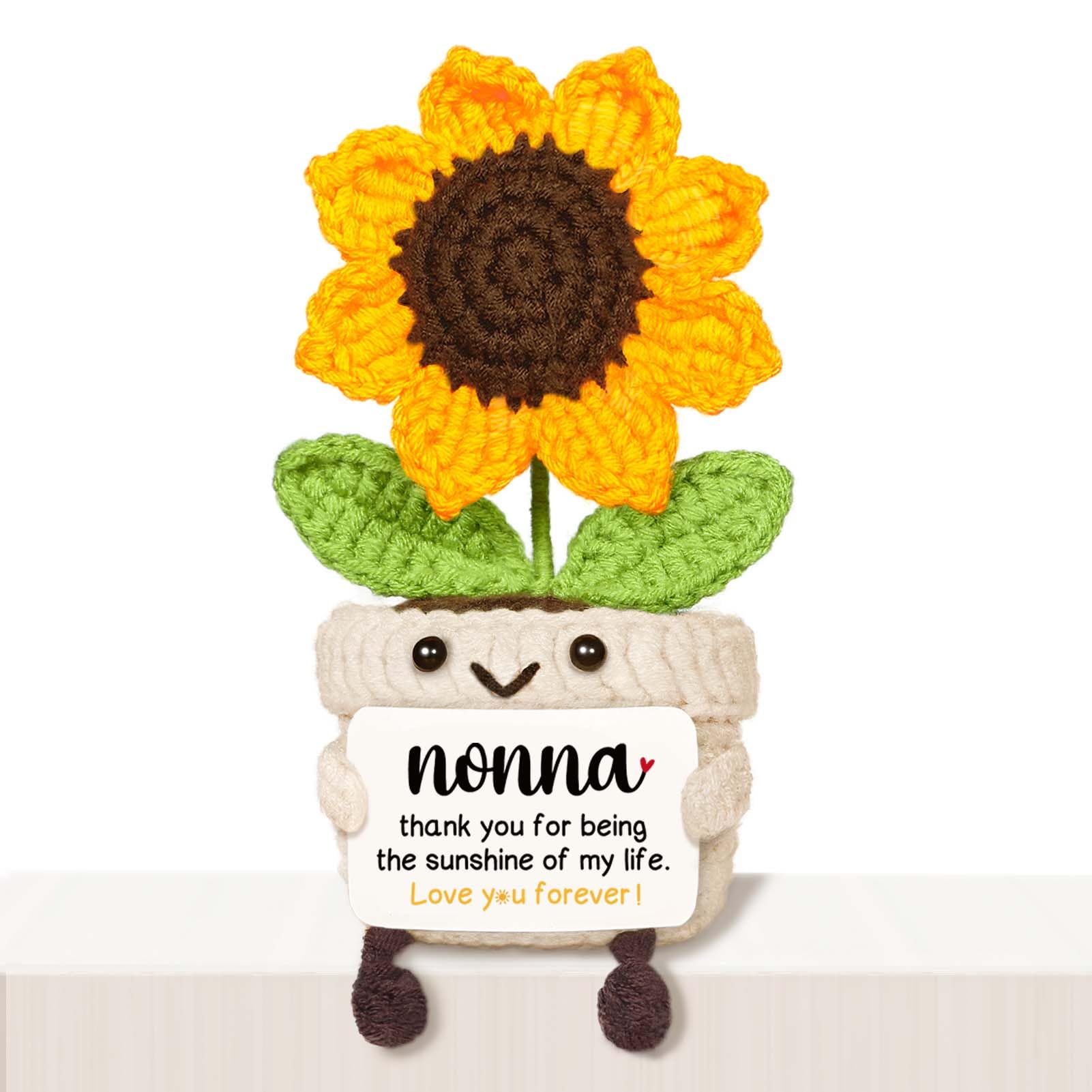 AceThrills Nonna Gifts, Nonna Birthday Gifts - Handmade Crochet Funny Cute Sunflower, Gifts for Nonna from Grandchildren, Present for Nonna on Birthday Christmas Mother's Day