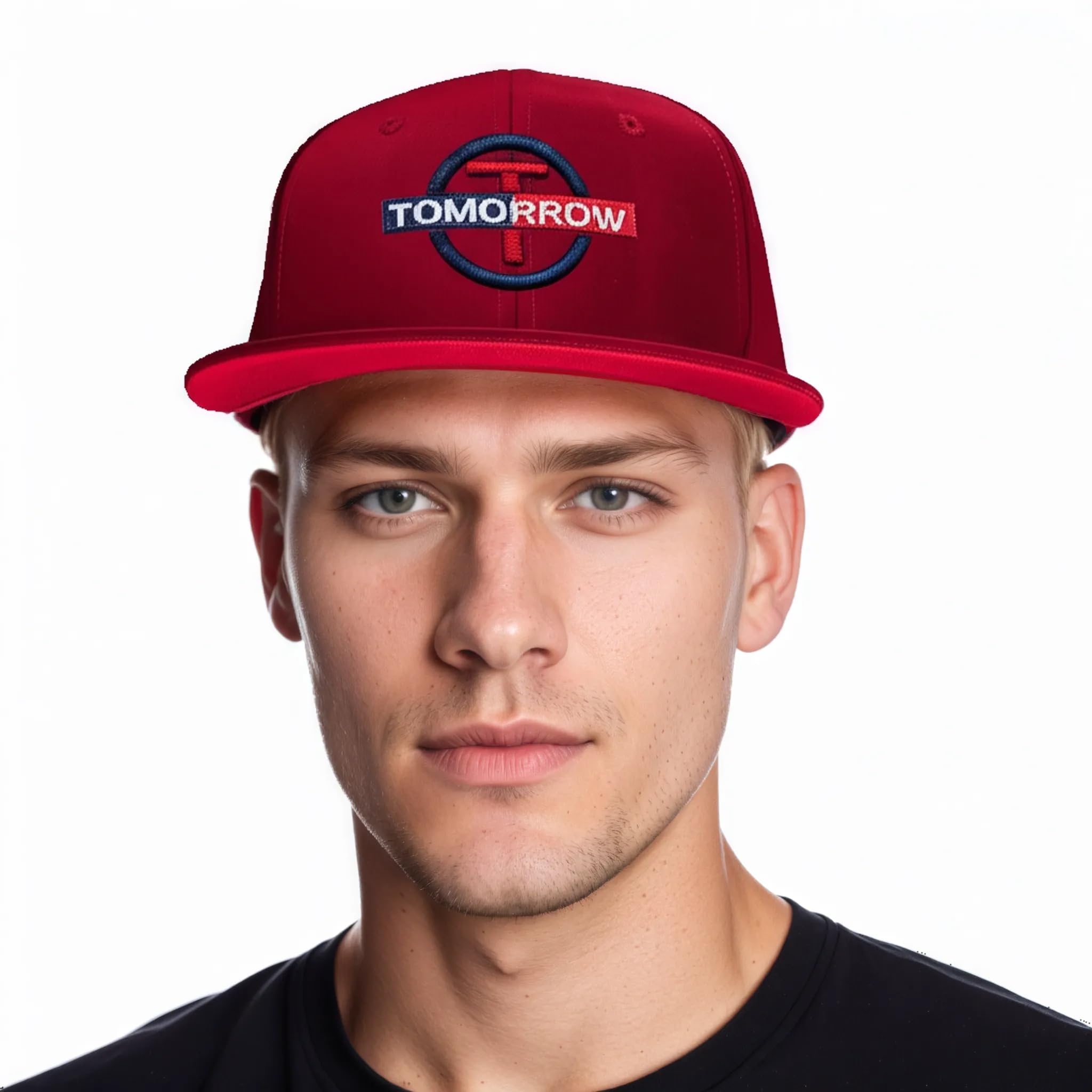 Polyester Tomorrow Snapback Cap - Men's Classic Flat Brim Hip-Hop Adjustable Snapback Cap for Summer Sports, Cricket, Gym, Dance, Winter, Baseball Helmet, and Fashion Red