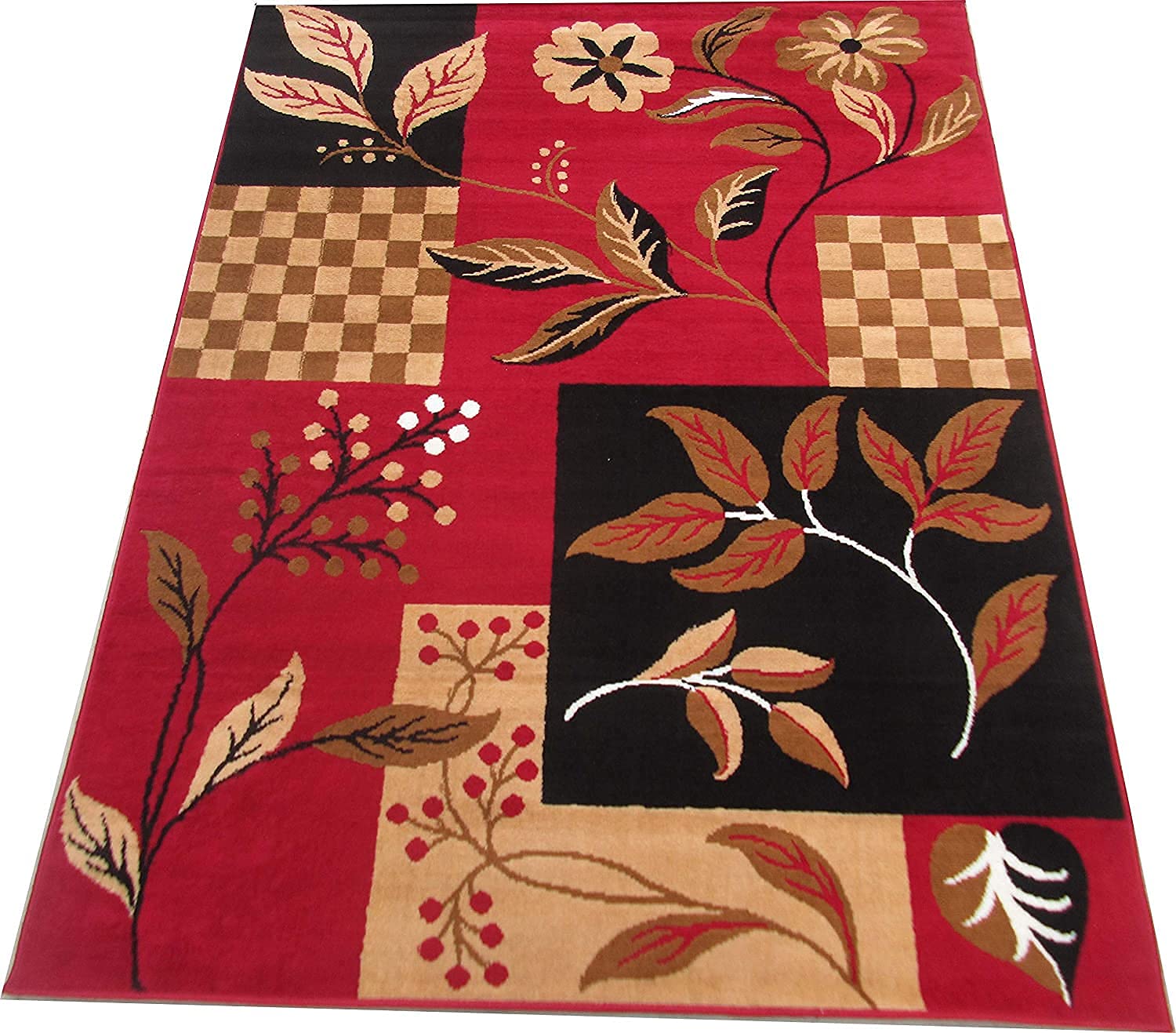 GenericMISBA Rugs Super Softness Floral Design Carpet for Living Room ( Red Colour 6x8 Feet 180x240 cm)