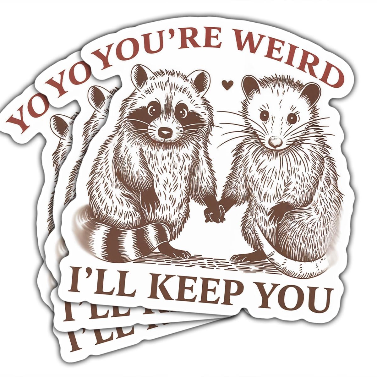 3 Pcs You're Weird I'll Keep Sticker Funny Your Weird I'll Keep You Sticker Opossum & Raccoon You're Weird I'll Keep You Vintage Car Stickers for