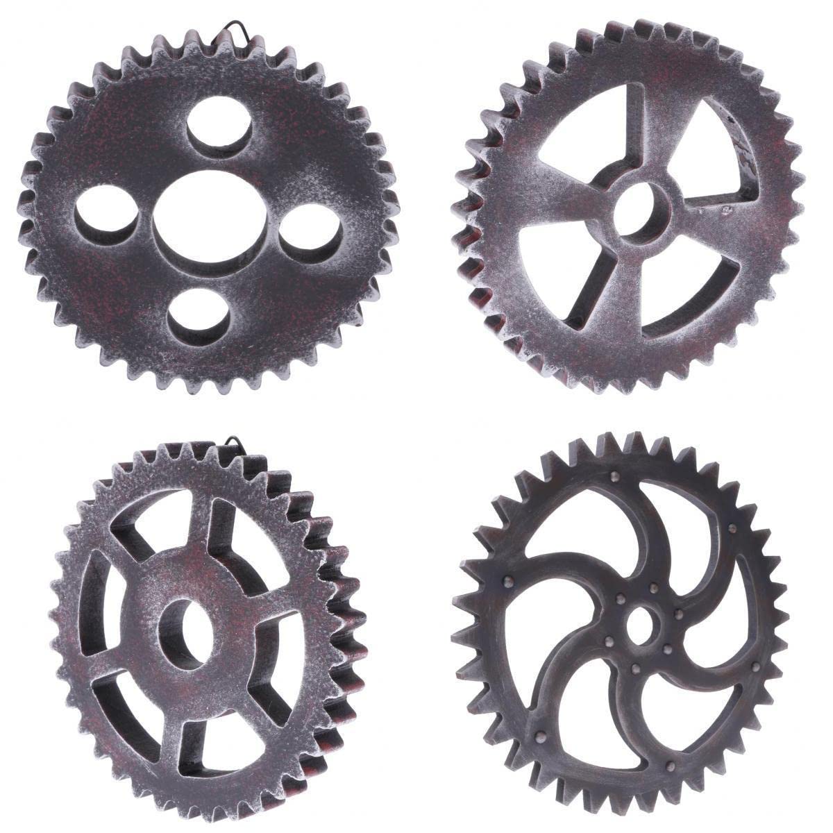 Homyl 4X Industrial Wooden Gear Steampunk Wall Decor Art Craft Plaque 12cm+29cm