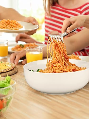Miniatura 6 de Yedio Tazones para servir pasta de 120 onzas y 9.7 pulgadas, cuencos grandes de porcelana para cocina, cuencos grandes de sopa blancos, aptos para