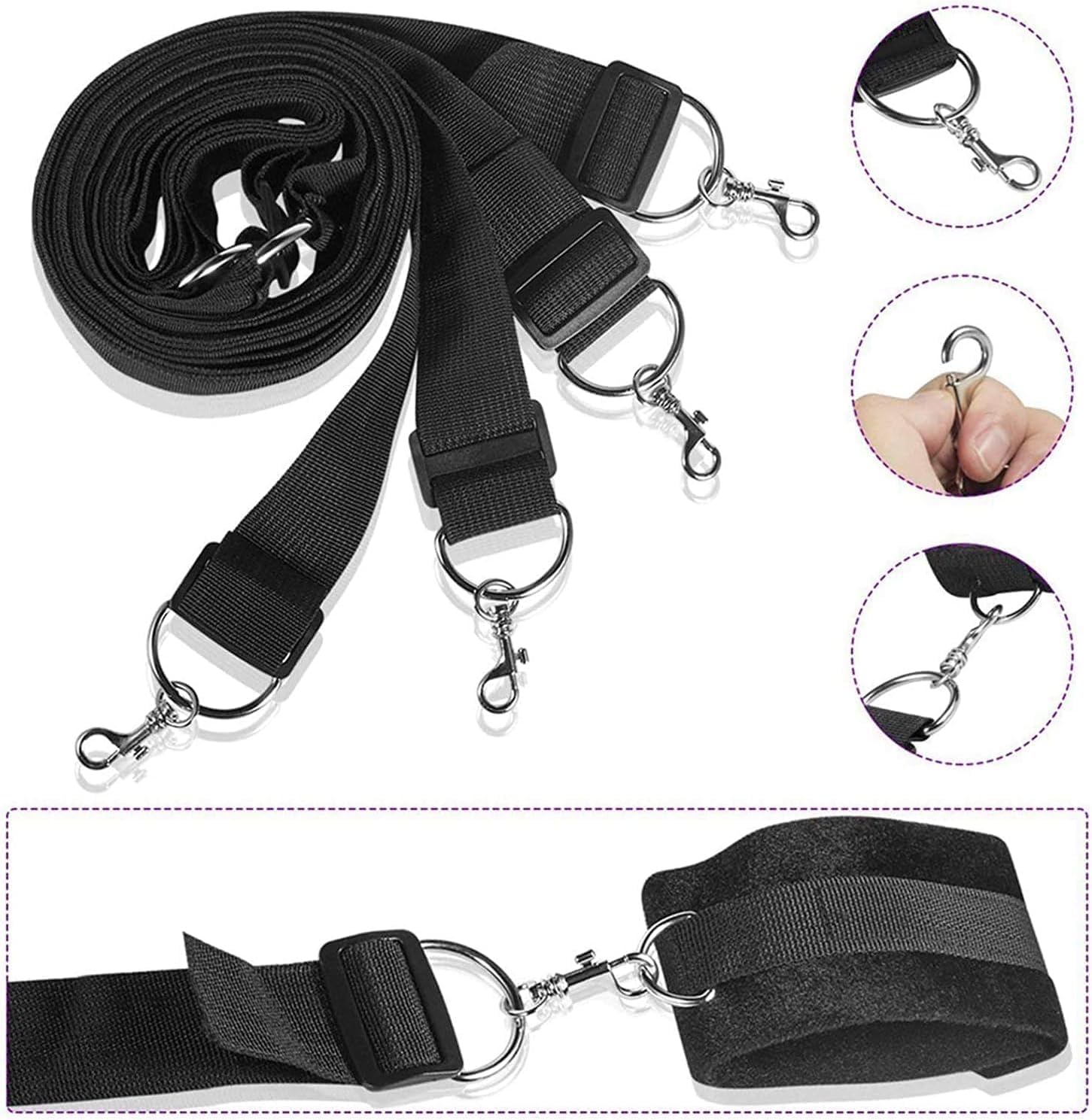 Adult Sex Toys Plush Leather Handcuffs Collars,Bed Ties Restraints Neck to Wrist Restraints Rope kit,Adjustable Bondage Gear & Accessories,Couple SM Sex Game Tool Yoga Sweater T5, Black