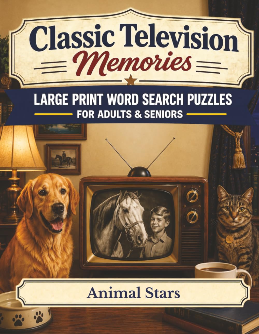 Classic Television Memories Word Search: Animal Stars — 100 Large Print Nostalgic Word Search Puzzles for Adults and Seniors with Bonus Classic TV Trivia