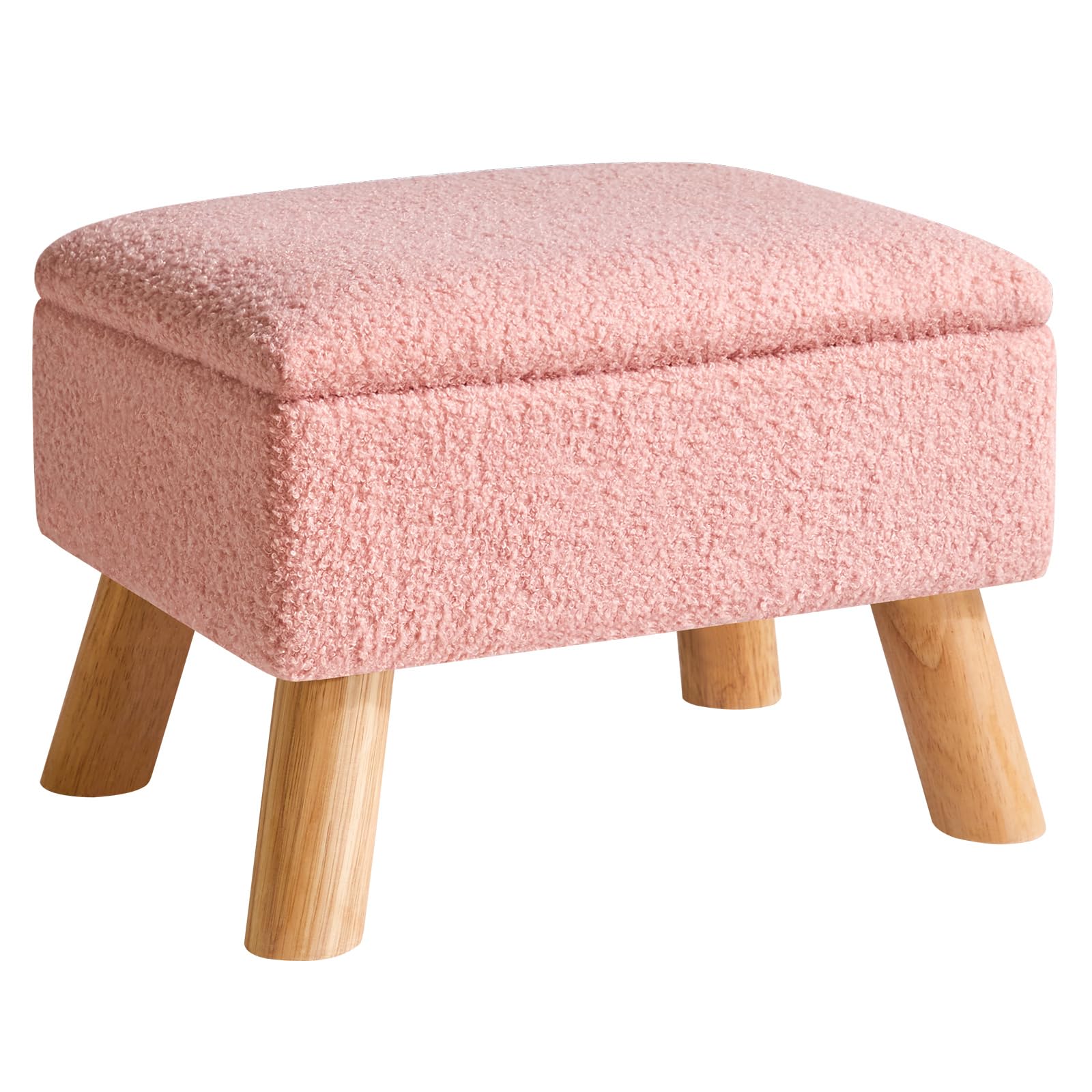 YMYNY Ottomane mit Stauraum, Fußhocker, Kleiner Fußhocker mit Stabilen Holzbeinen Hocker, Fußstütze mit Gepolstertem Sitz, für Wohnzimmer Schlafzimmer Eingänge 40 ×30 ×28CM Rosa HBD042P