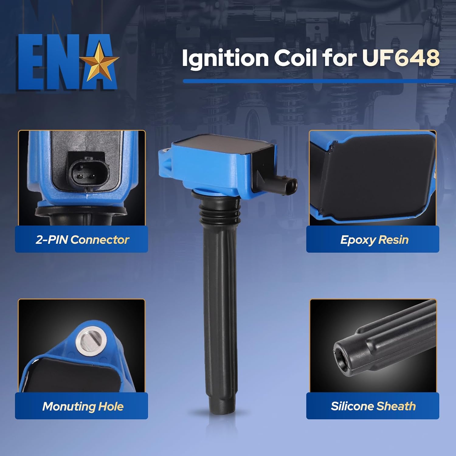 Ignition Coil Pack 6 for 3.6 V6 Compatible with Ram Chrysler Jeep Dodge Durango 300 Town Country Grand Cherokee Wrangler Charger Journey 2011 2012 2013 2014 2015 2016 Coils for UF648 - Blue