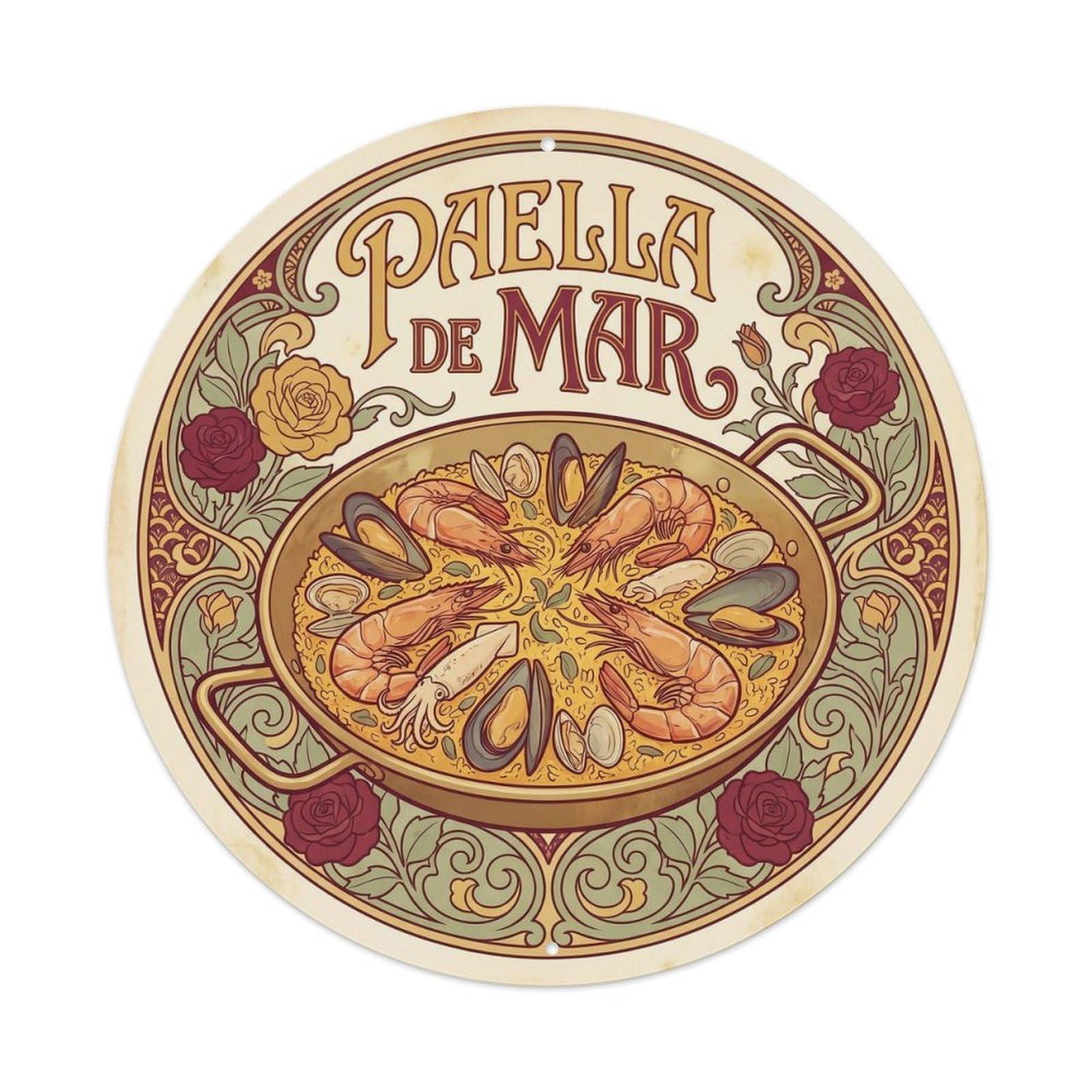 Paella Maravilla Vintage Spanish Cuisine Metal Tin Sign