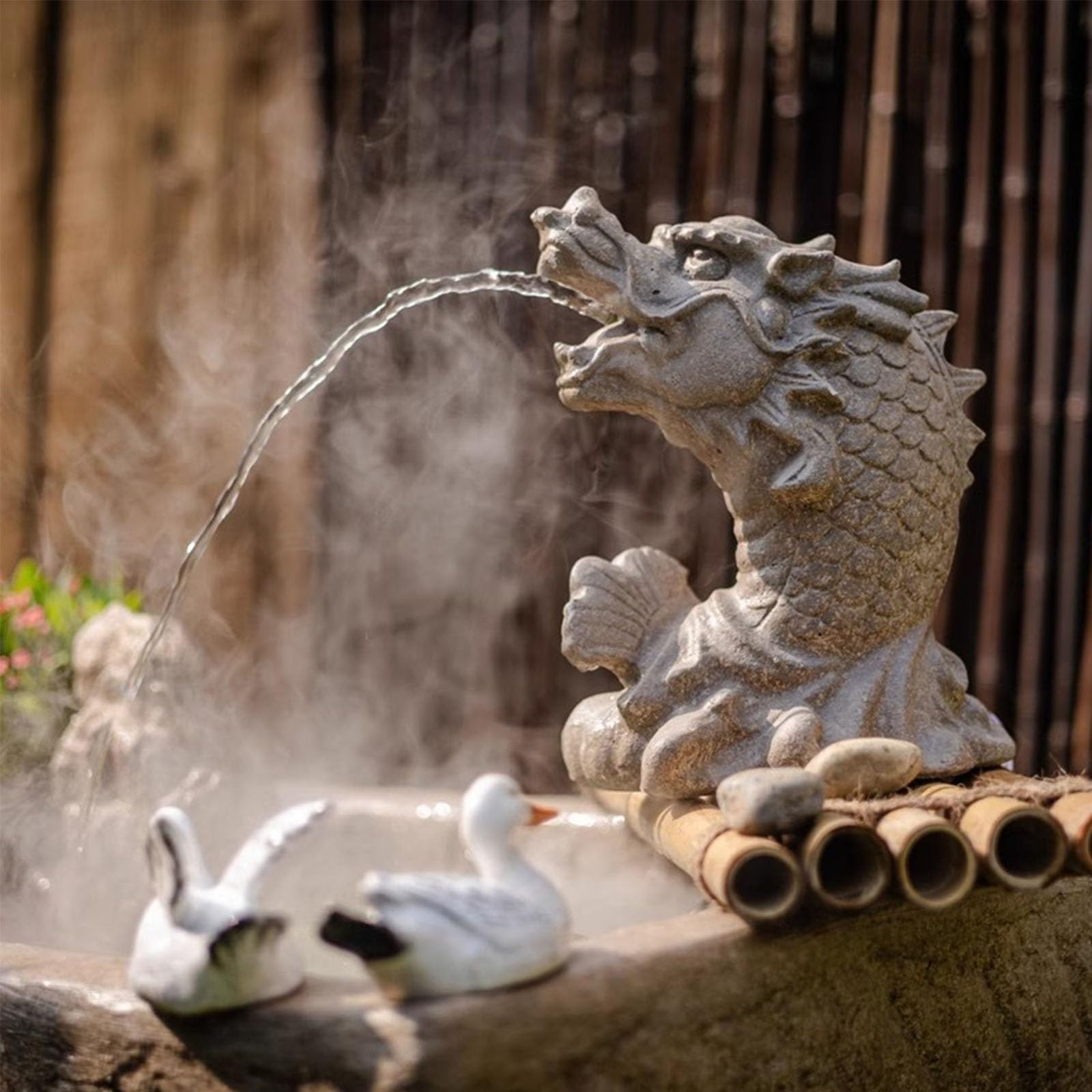 GUQASDV Dragon Shape Spitters for Small Ponds, Animal Pond Fountains, Spitters for Small Ponds, Outdoor Water Feature Statue,Fish Tank Automatic Circulation Water