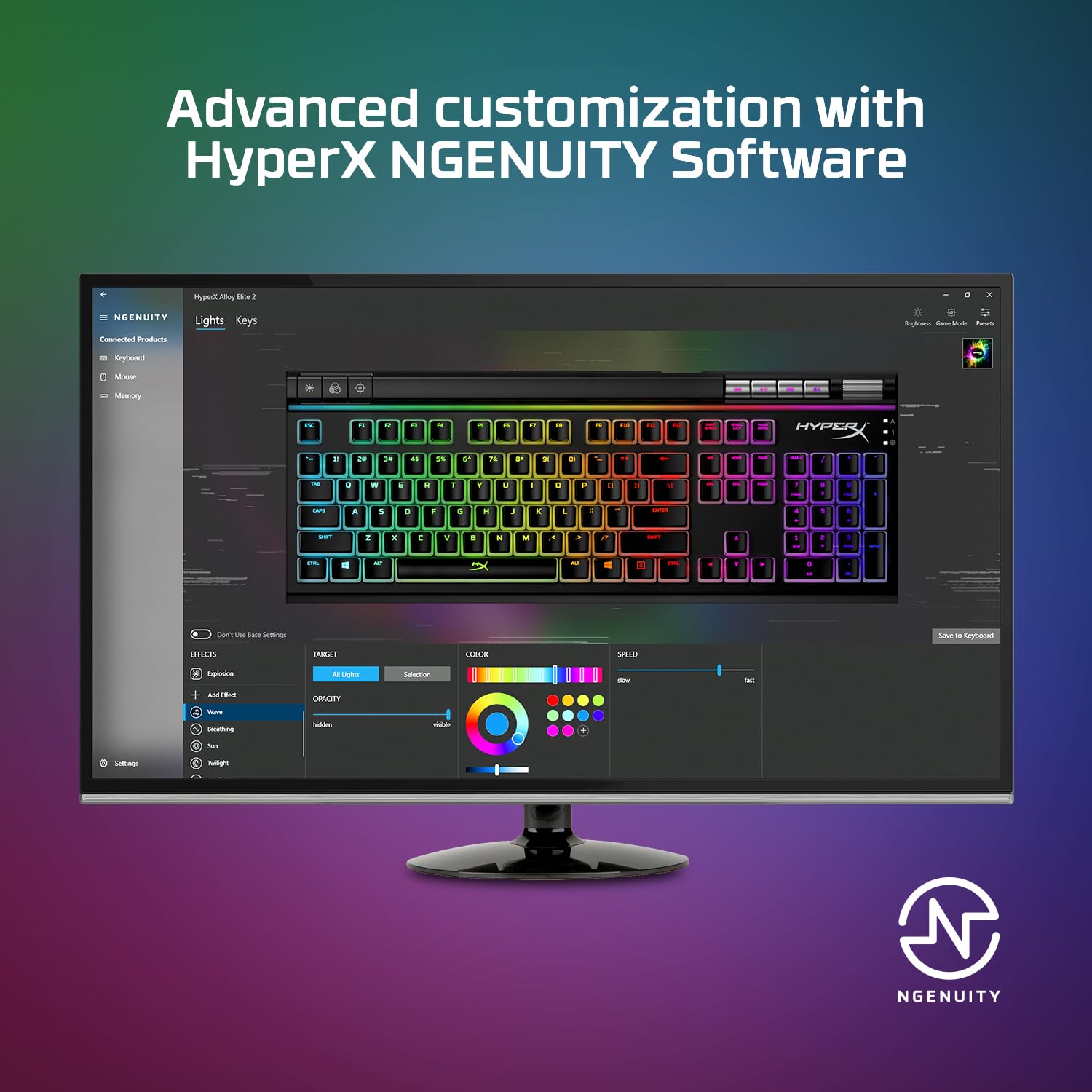 HyperX Alloy Elite 2 – Mechanische Gaming-Tastatur, Software-gesteuerte Beleuchtung und Makroanpassung, ABS Pudding Keycaps, Mediensteuerung, RGB Hintergrundbeleuchtung. Linear Switch, HyperX Red