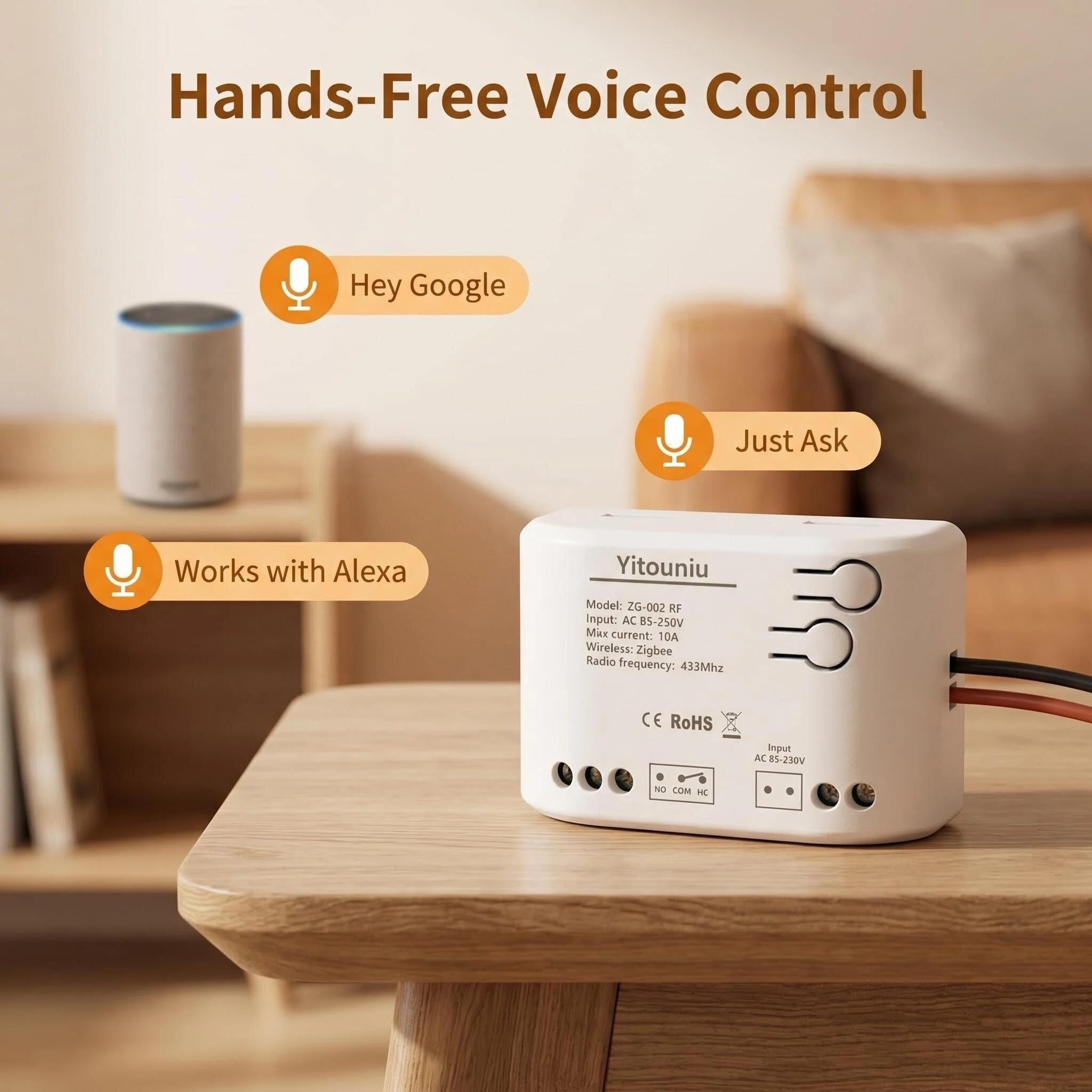 ZigBee - Modulo relè intelligente a 1 canale, AC 85-250 V/USB 5 V, compatibile con Gateway Tuya ZigBee, Alexa e Google Home, modalità di impulso e autobloccaggio