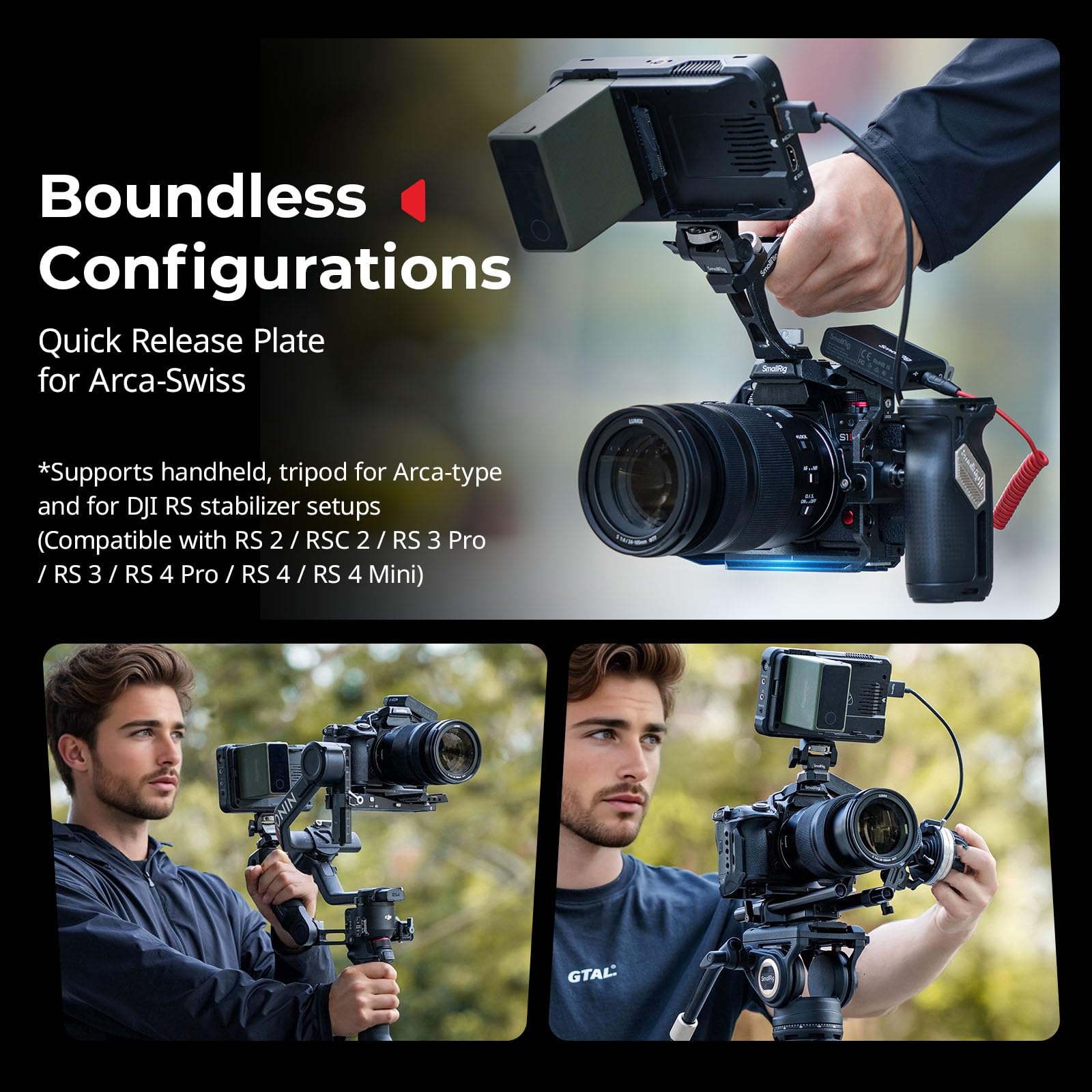 SMALLRIG Kit Gabbia Protettiva Completa per Panasonic S1R II/S1 II/S1 IIE, con Maniglia Superiore e Morsetto per Cavi, Piastra a Sgancio Rapido Integrata per Arca-Swiss, Attacco a Slitta - 5503