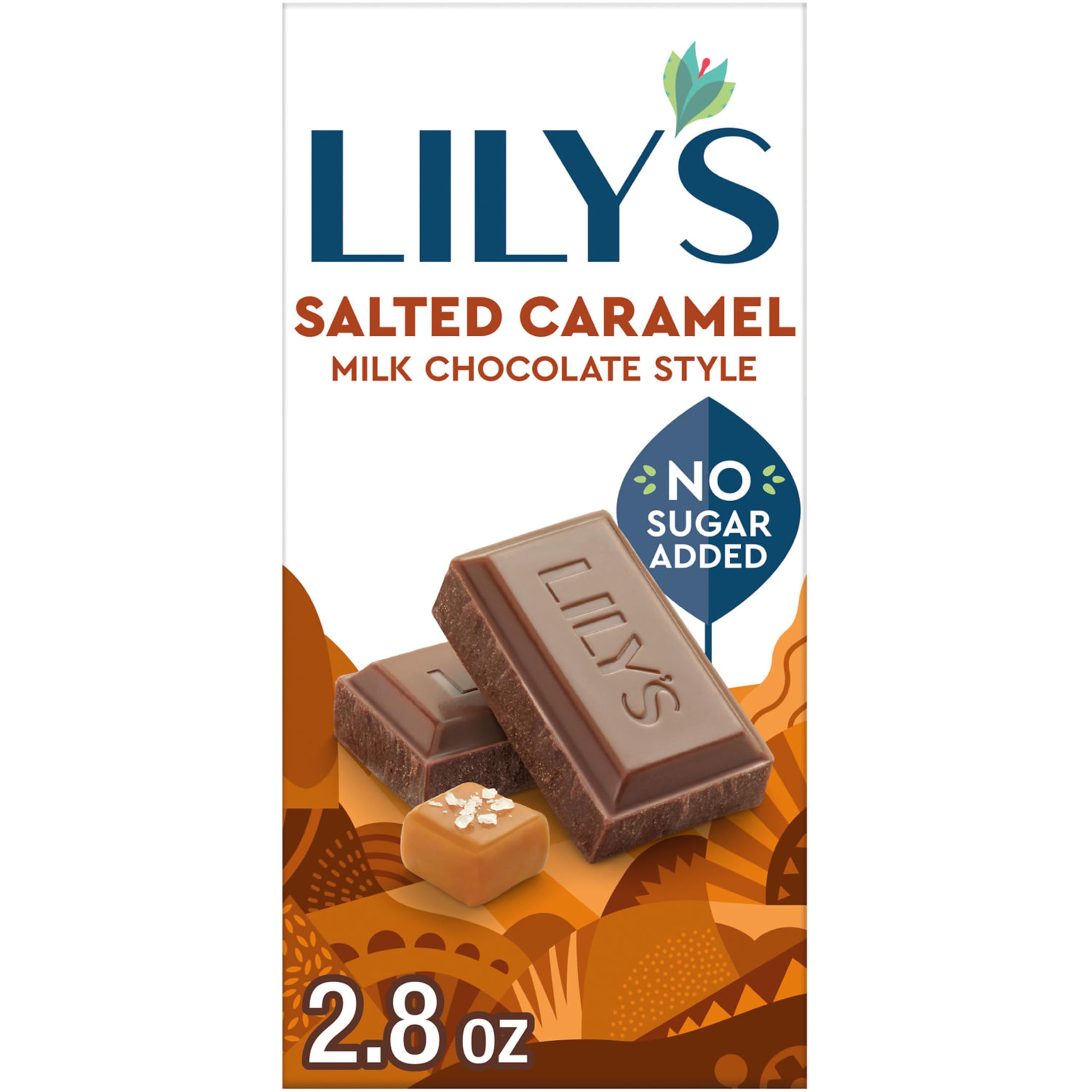LILY'S Salted Caramel Flavored Milk Chocolate Style No Sugar Added, Sweets Bar, 2.8 oz