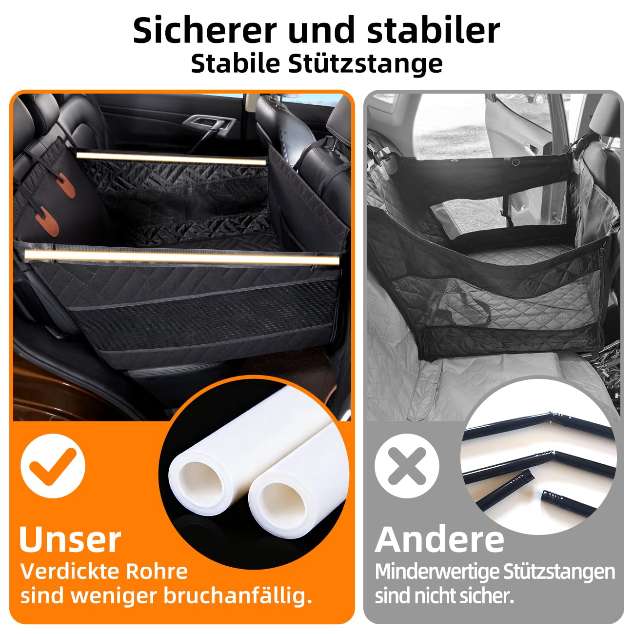 GGW Hundesitz für Großhunde, Rücksitzverlängerung & wasserdicht, robust, Schwarz L
