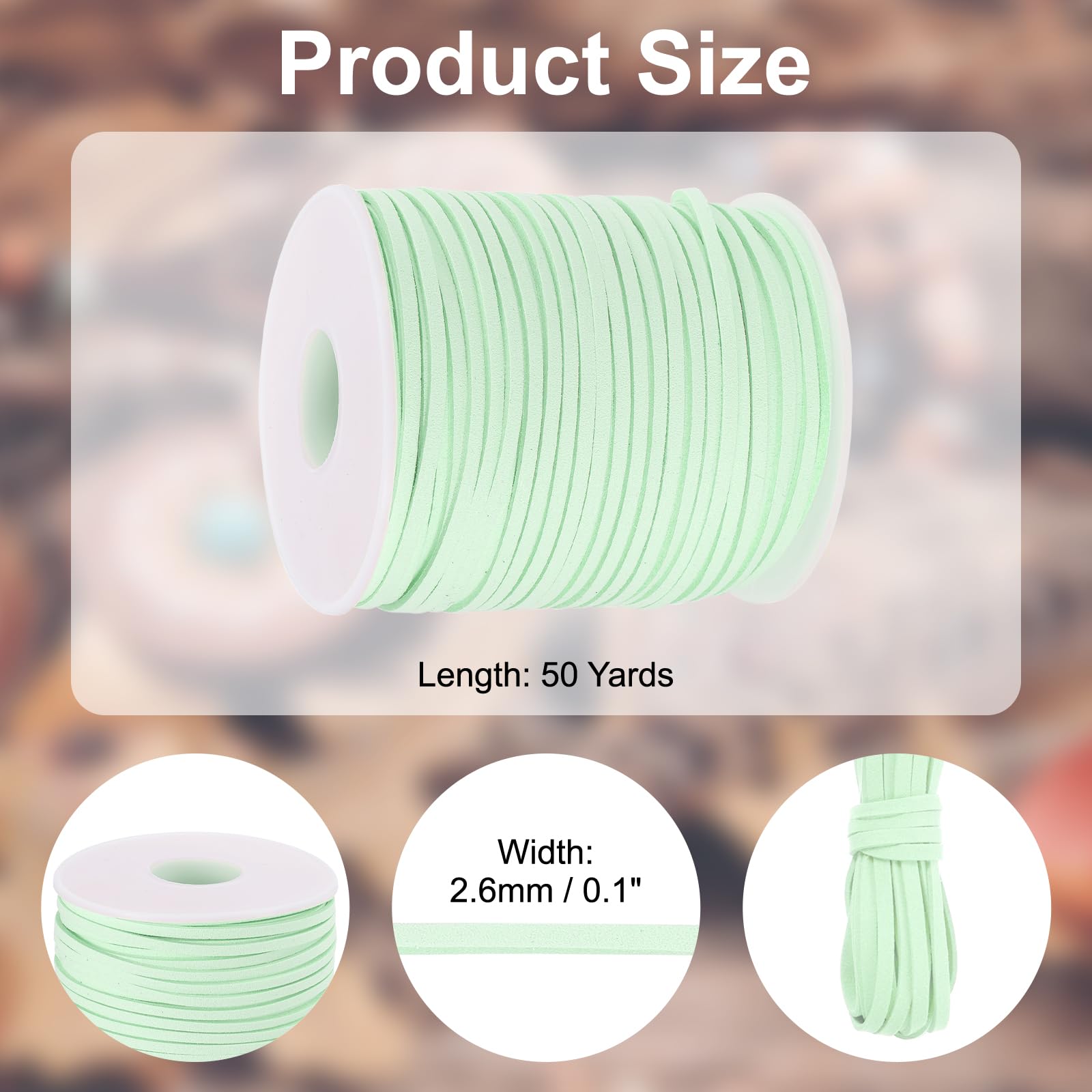 PATIKIL 50 Yards x 2.6mm Faux Suede Leather Cord, Leather Lace String for Bracelet Necklace Beading Making DIY Crafts, Blue Green - Image 2