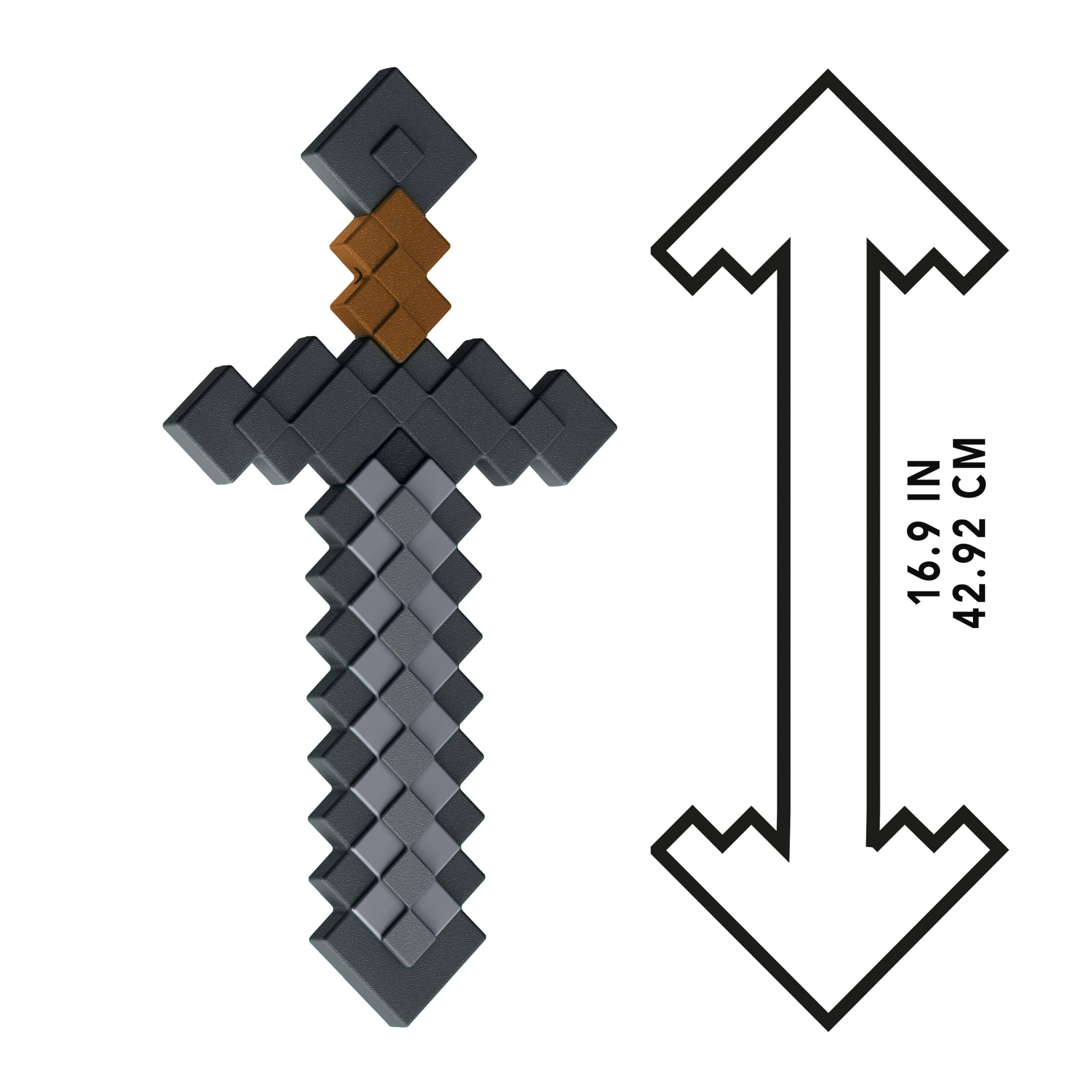 Mattel Minecraft - Spada di Pietra per il gioco di ruolo, strumento giocattolo da combattimento con il design pixelato del videogioco, giocattolo per bambini, 6+ anni, JCV19