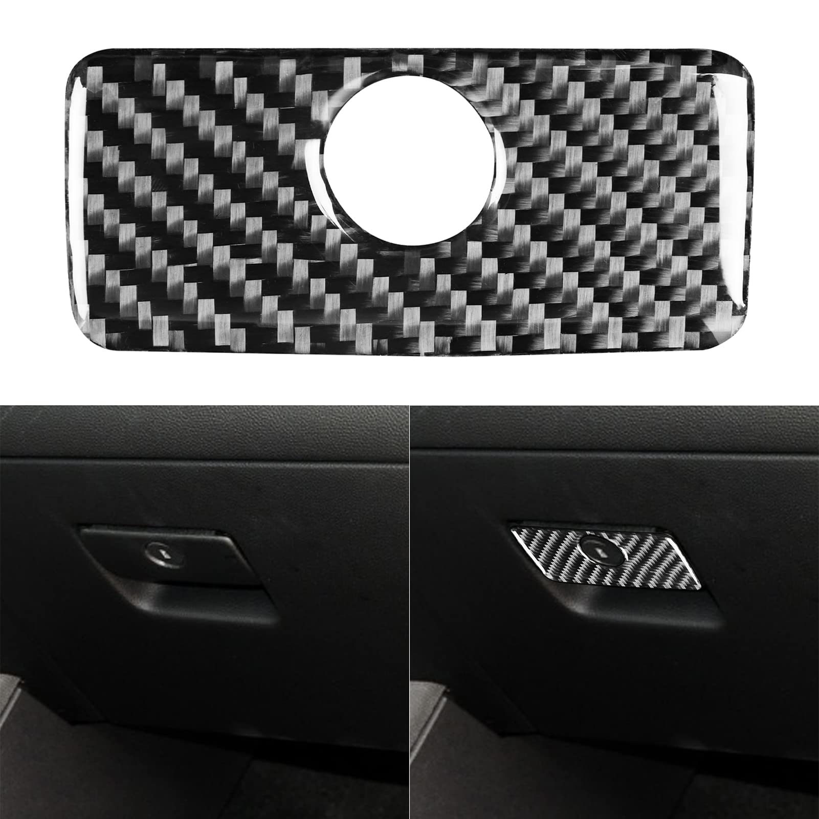 NVCNX Real Premium Carbon Fiber Compatible with Chevy/Chevrolet Camaro 2010-2015 2011 2012 2013 2014 Dashboard Co-Pilot Glove Storage Box Handle Cover Trim Dash Sticker Car Interior Accessories Black