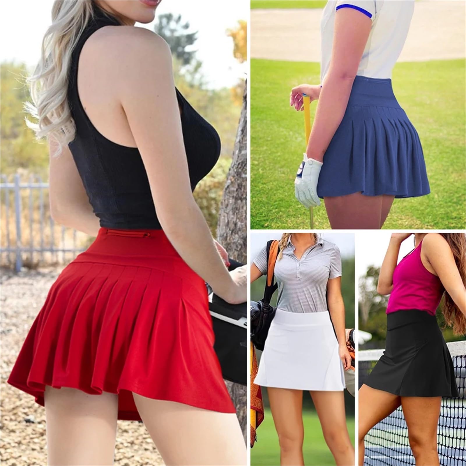 Falda Plisada de Tenis Mujer Faldas de Tenis Plisadas for Mujer con Bolsillos Integrados, Pantalones Cortos, Falda pantalón de Golf, Cintura Alta, Ropa Deportiva for Correr