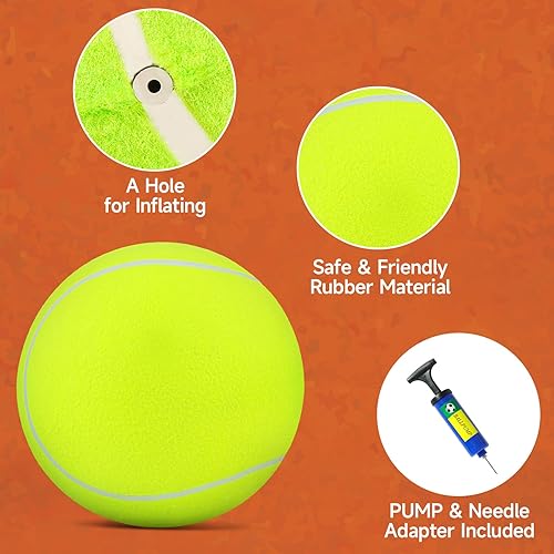 Miniatura 7 de QDAN Pelota de tenis gigante grande para perros pelotas prémium de 9.5 pulgadas para perros para jugar al aire libre, perro, pelota de tenis grande