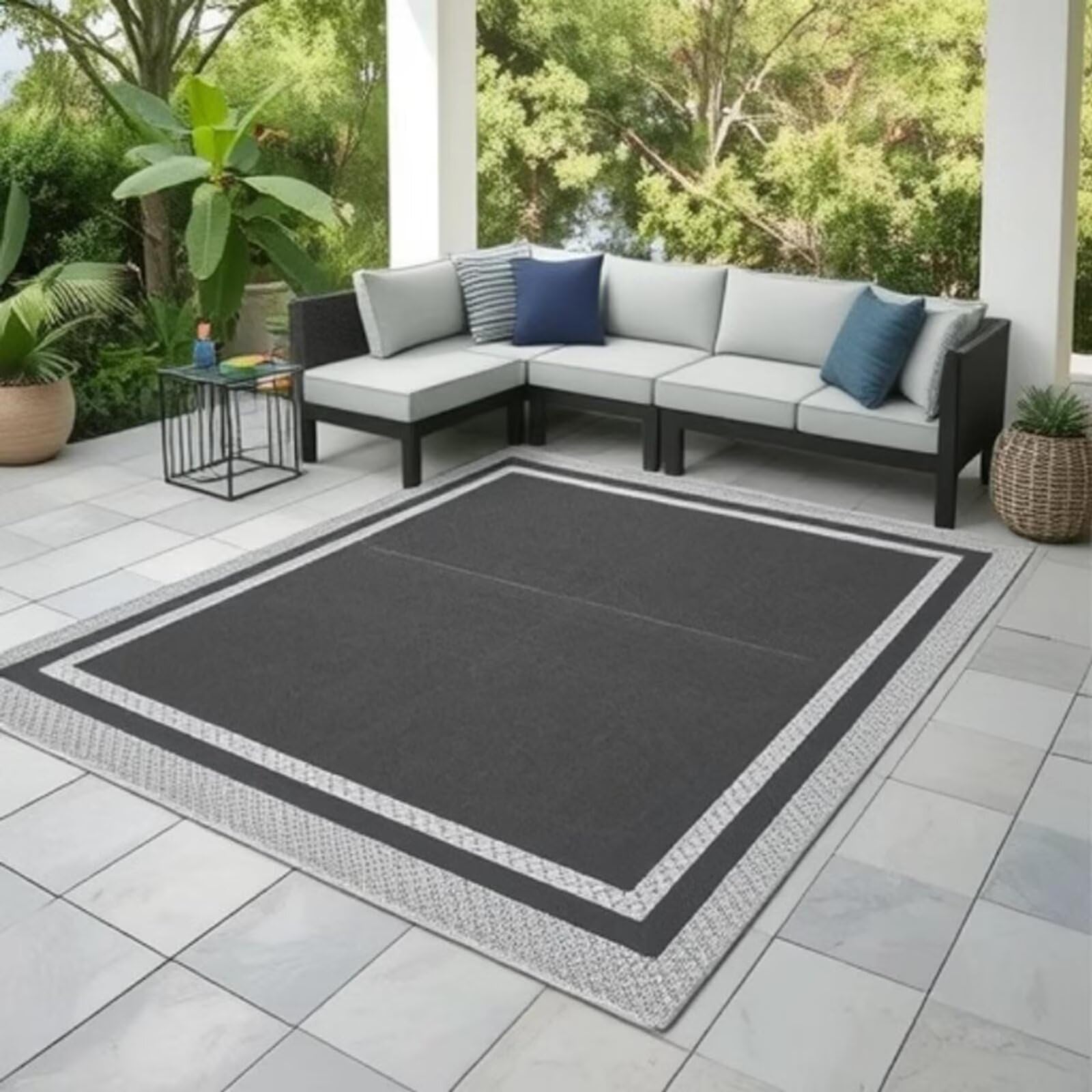 Tappeto impermeabile da esterno antiscivolo tappetino da patio leggero in plastica intrecciata tappeto per terrazza giardino camper campeggio portatile a strisce rivestimento per pavimenti con borsa