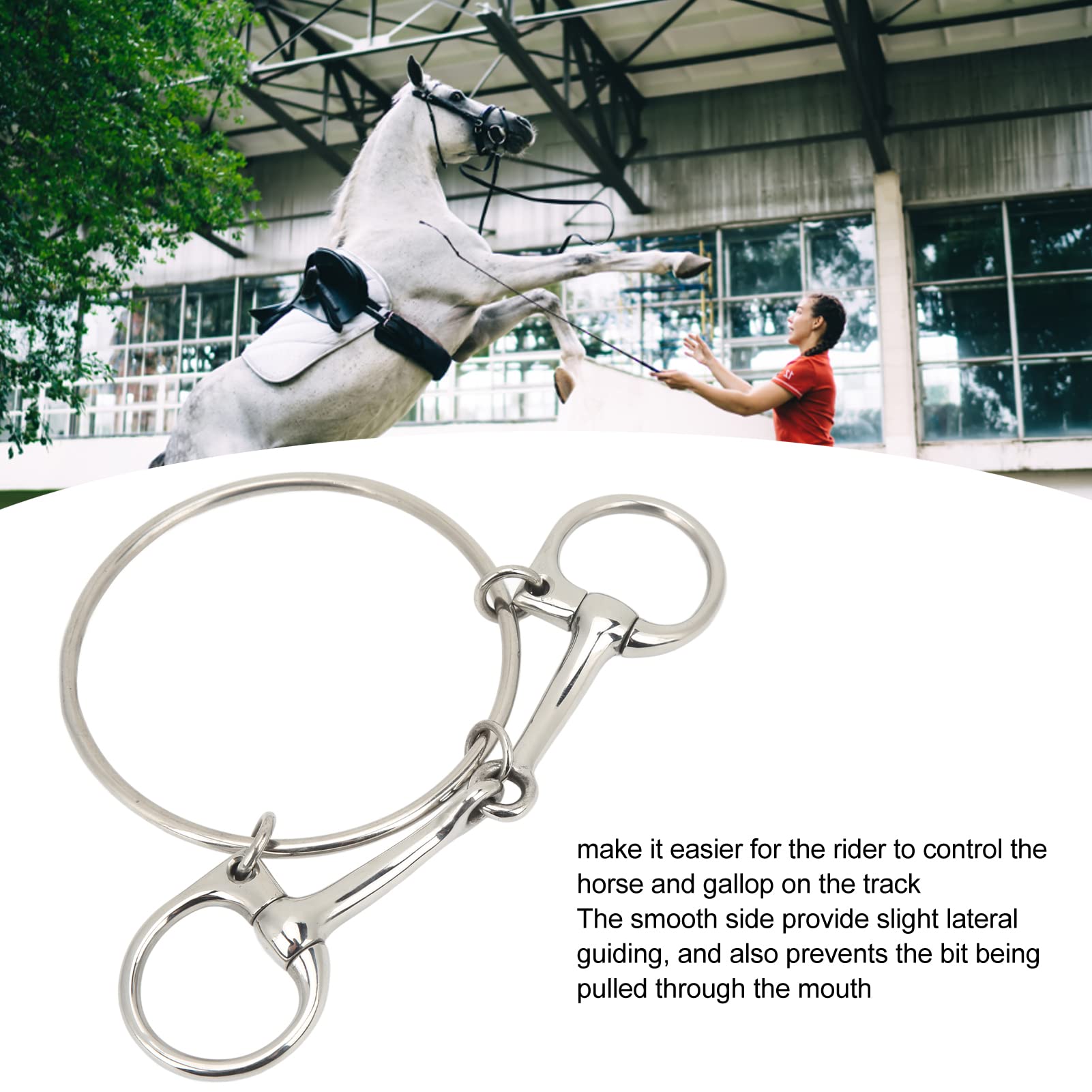 Broca de Boca de Caballo de Acero Inoxidable de 125 Mm para un Mejor Control en Entrenamiento y Equitación Al Aire Libre - Diseño de Anillo Suelto Duradero