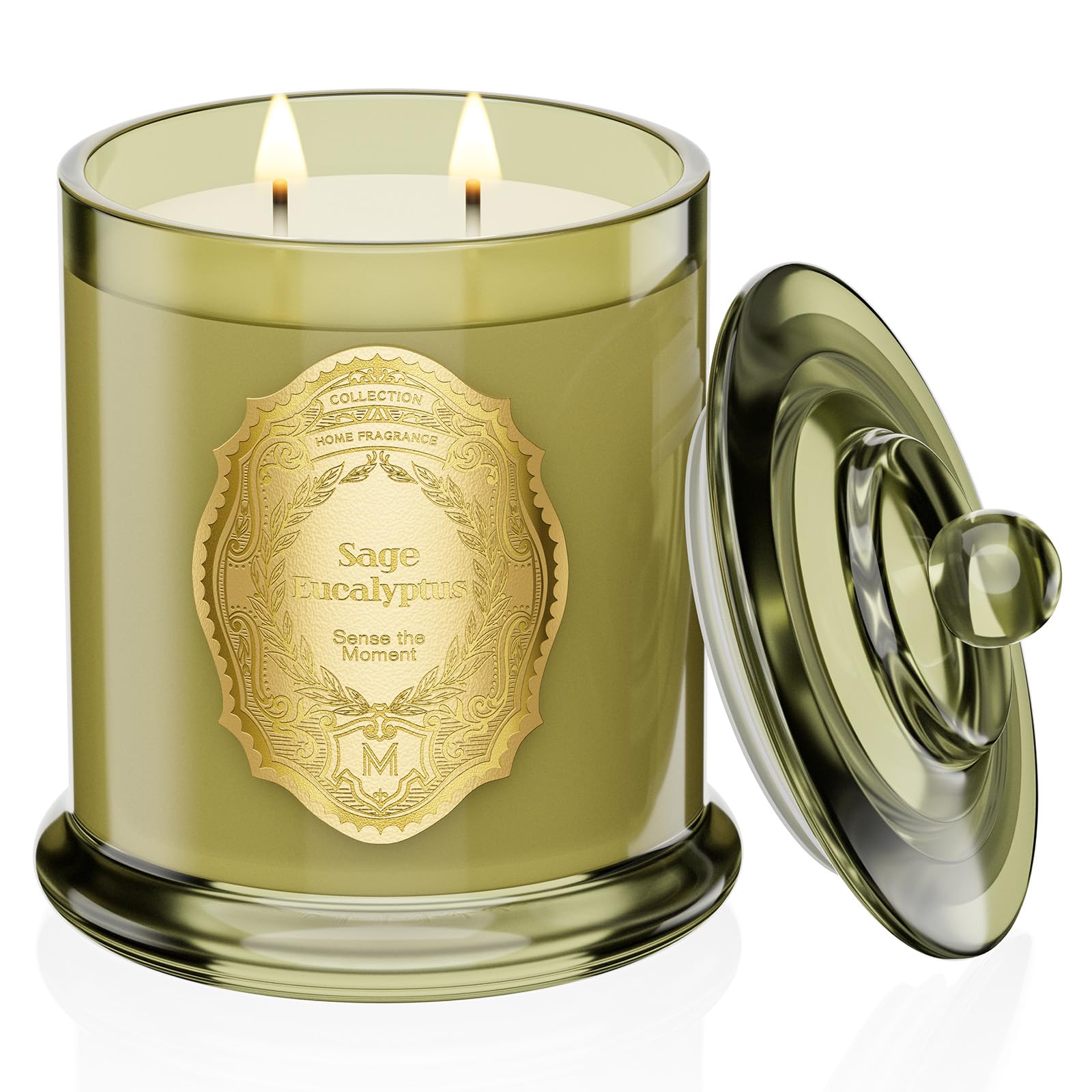 M&SENSE Sage Eucalyptus Candles for Home Scented, 2 Wick 12.7oz Soy Wax Candles 70 Hours Long Burning,Non Toxic Candles Gift for Stress Relief, Meditation, Yoga