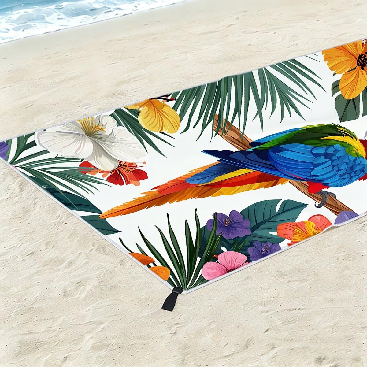 Telo Mare Microfibra, Telo Mare Grande 100x200cm 2 Pezzi, Asciugamano Palestra Donna Asciugatura Rapida, Antisabbia Asciugamano Microfibra, Leggero Asciugamani Palestra per Regalo (Pappagallo) -4254