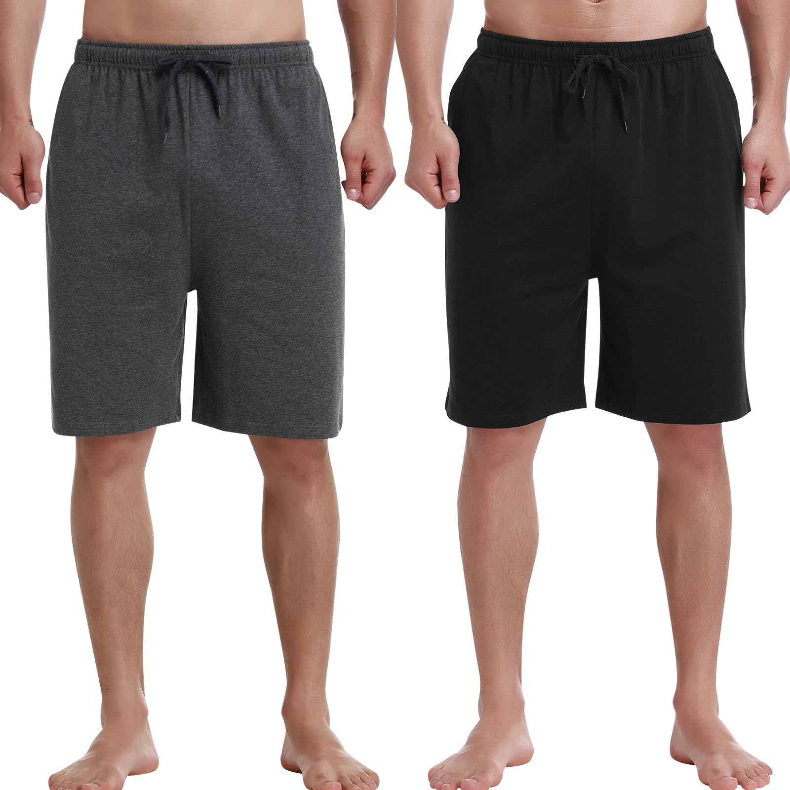 HomyComy Pantaloncini da Pigiama da Uomo Pantaloni Corti in Cotone Pantaloncini a Quadri Pigiama da Uomo con Tasche