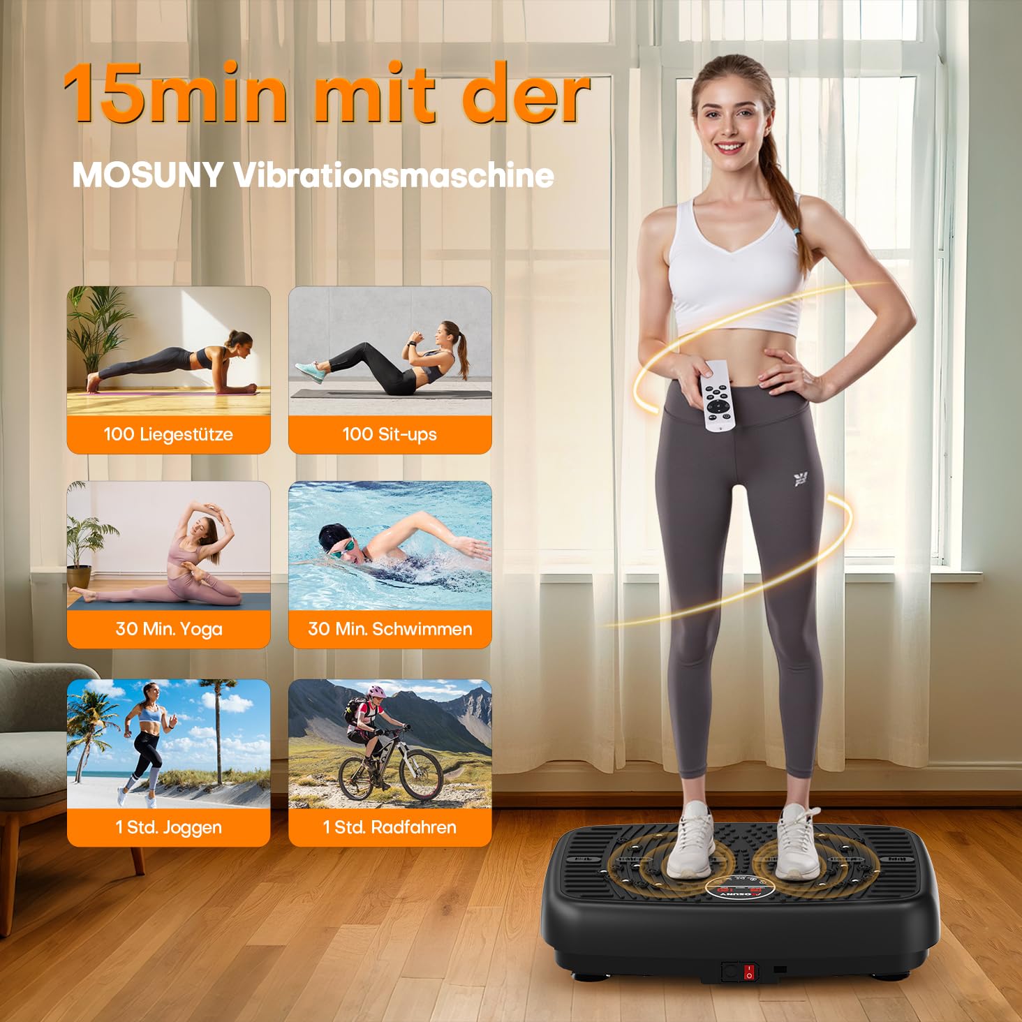 Vibrationsplatte, 2026 Verbesserte Vibrationsplatte mit Doppelmotoren für Abnehmen, Ganzkörpertraining, Muskelaufbau - Massagegerät, 450 LBS Kapazität Vibration Plate für Home Workout