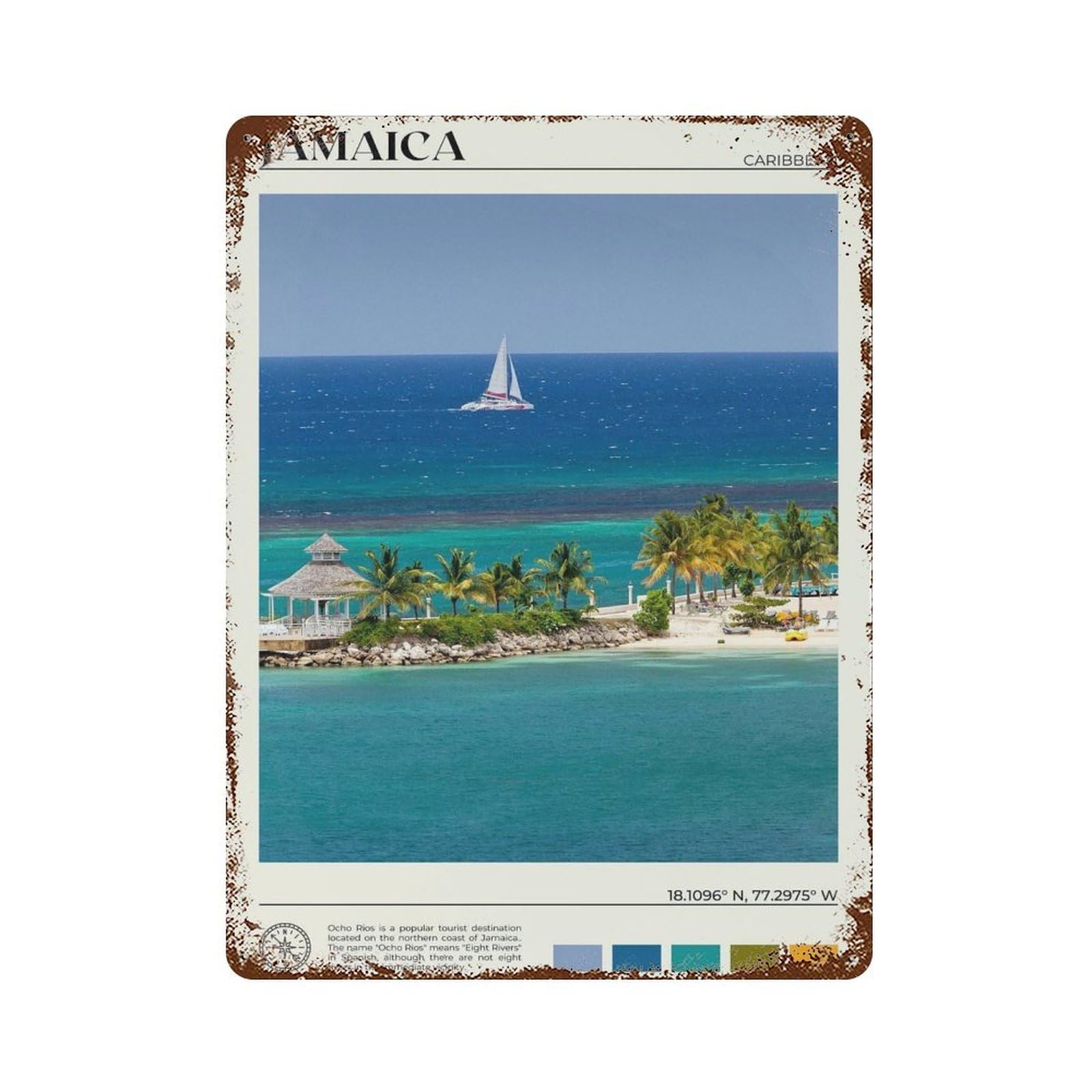 xiaoxiaoshen Real Photo Jamaica Decor Kingston Caribbean Wall Decor Art Metal Tin Poster Modern Home Decor Art Home Bar Shop Decorations Vintage Sign 40x30cm