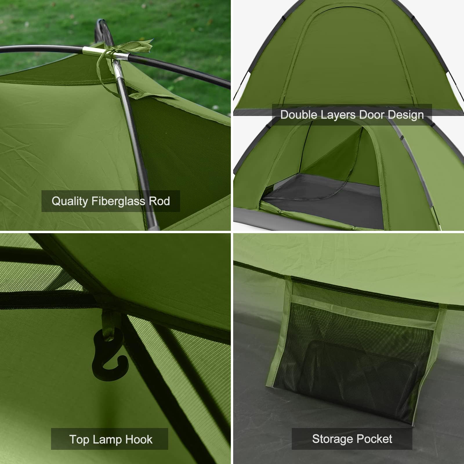 1 Personen Camping Zelt - Leicht Kuppel Campingzelt Rucksackzelt mit Anti Moskito Klarsicht Fenster Bildschirm 3000 mm Wasserdicht, Einfache Installation für Camping Outdoor Wandern