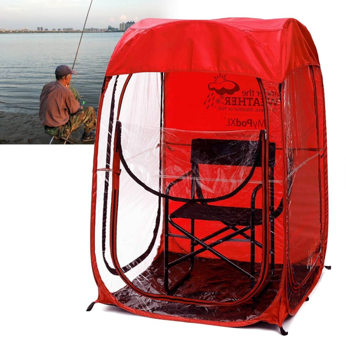 Sports Pod Pop-up-Zelt, Pod 1-Person Pod – Pop-up-Personenzelt, wind- und wetterbeständiges Pop-up-Zelt Der ultimative tragbare Outdoor-Wetterschutz for eine Person for Camping und Angeln ( Color : Re Sport & Freizeit
