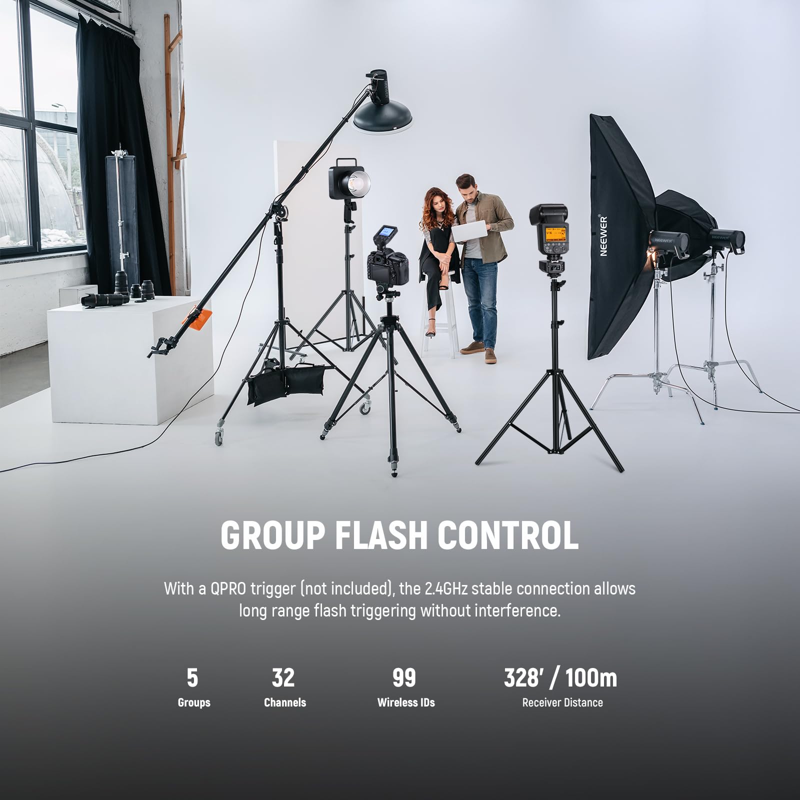 NEEWER QR 2,4G Funk Blitzempfänger für NEEWER QPRO-C,QPRO-N,QPRO-S Auslöser Einzelkontakt mit 2,5mm Synchronisierungsanschluss,Hot Shoes,1/4" Gewinde,für Godox Yongnuo NEEWER Vision4 S101 NW700