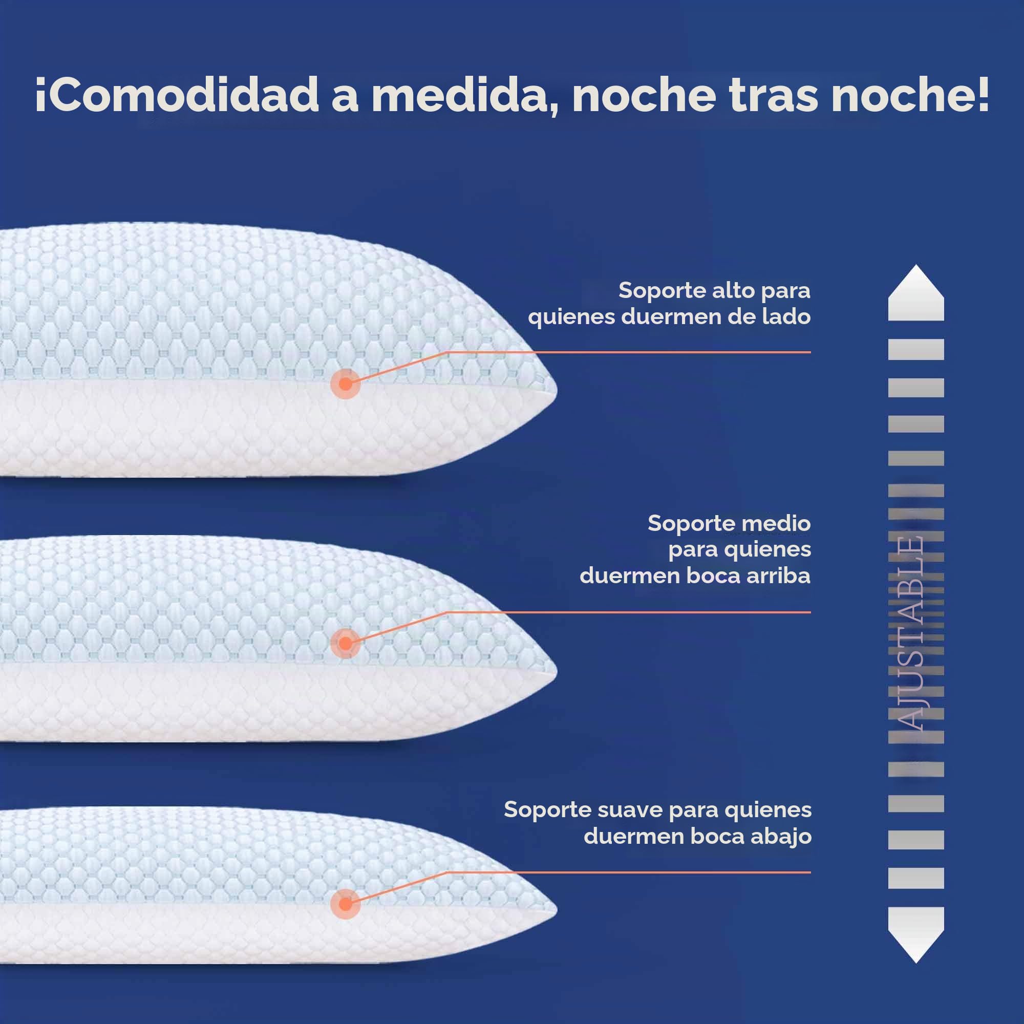 MKS Almohada para dormir de 50 x 70 cm con espuma viscoelástica y gel – Almohada con soporte ergonómico para el cuello – para adultos, dormir de espalda y de lado – Refrescante, higiénica, cómoda
