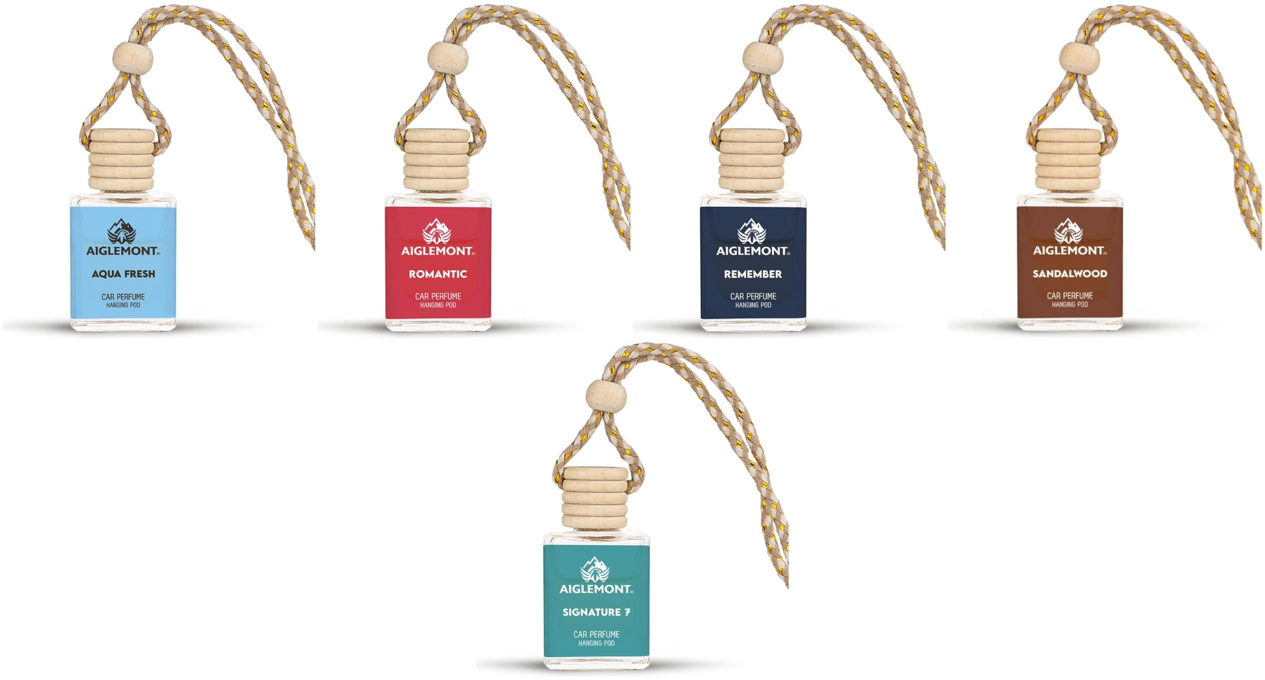 Car Perfumes combos | Aqua Fresh+ Romantic + Royal Remember+ Sandalwood+ Signature 7 Scent| Combo of 5 | 10 ml Each-image-41