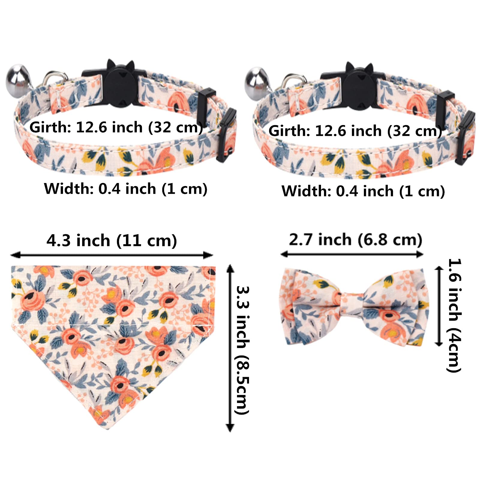 Set 4 Collari Per Gatti Con Bandana E Papillon - Regolabili, Campanella, Per Cani Piccoli - Foto 10