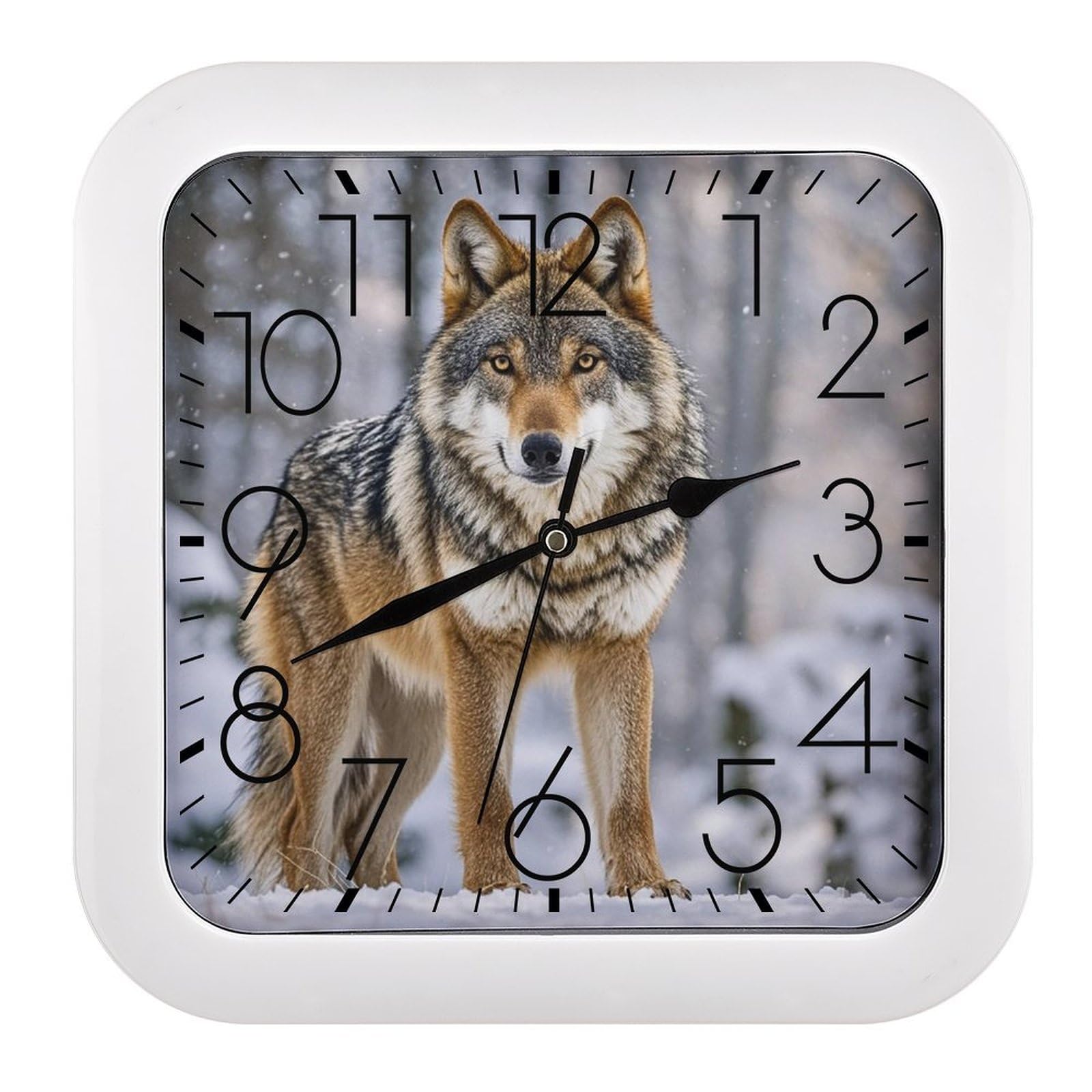 LZQPOEAS Wolf Wall Clock Fashionable Versatile Silent Wall Clock Simple Elegant Non Ticking Analog Clocks Easy to Install Square Modern Clocks for Home Decoration