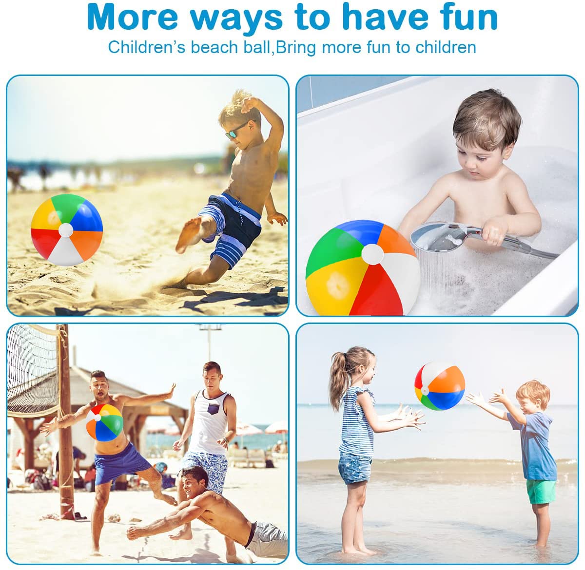 Cedtioaus Beach Ball, 12 Pcs Beach Balls Bulk, 12" Inflatable Beach Ball for Kids, Pool Party Decorations, Beach Toys for Summer Water Games 2