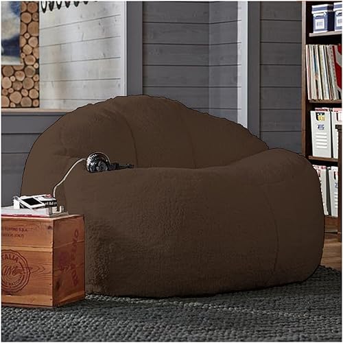 Miniatura 11 de Puf, sin relleno, muebles de sala de estar, grandes, redondos, suaves y esponjosos (solo incluye una funda, no un puf completo), de piel sintética,