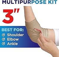 Vista 6 de Vendaje elástico de alto rendimiento, paquete de 6 (2 x 2 pulgadas, 2 x 3 pulgadas, 2 x 4 pulgadas), vendaje de compresión fuerte de cierre