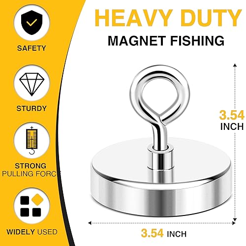 Miniatura 46 de DIYMAG - Imanes de pesca de neodimio superfuertes, imán de tierras raras de 500 libras de fuerza de tracción con cáncamo avellanado para single hole