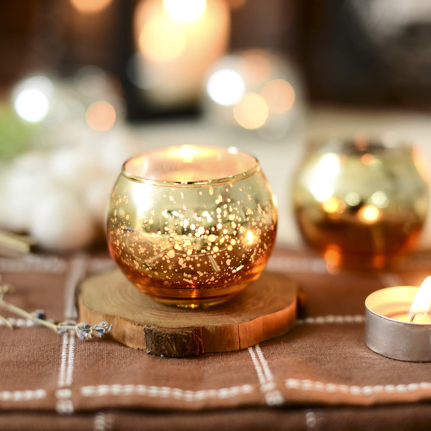 Bougeoir Mariage Doré Homoyoyo Lot De 4 Bougeoirs Dorés Avec Piquet Et Coupelle - Décoration Romantique Pour Table, Noël Et Mariage
