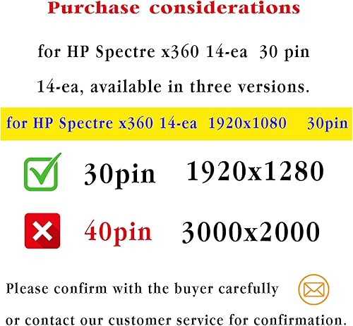 Miniatura 2 de para HP Spectre x360 14t-ea 14t-ea000 14t-ea100 14t-ea200 14t-ea0xx 14t-ea1xx 14t-ea2xx Series 1920x1280-400 nits 30pin pantalla táctil LCD