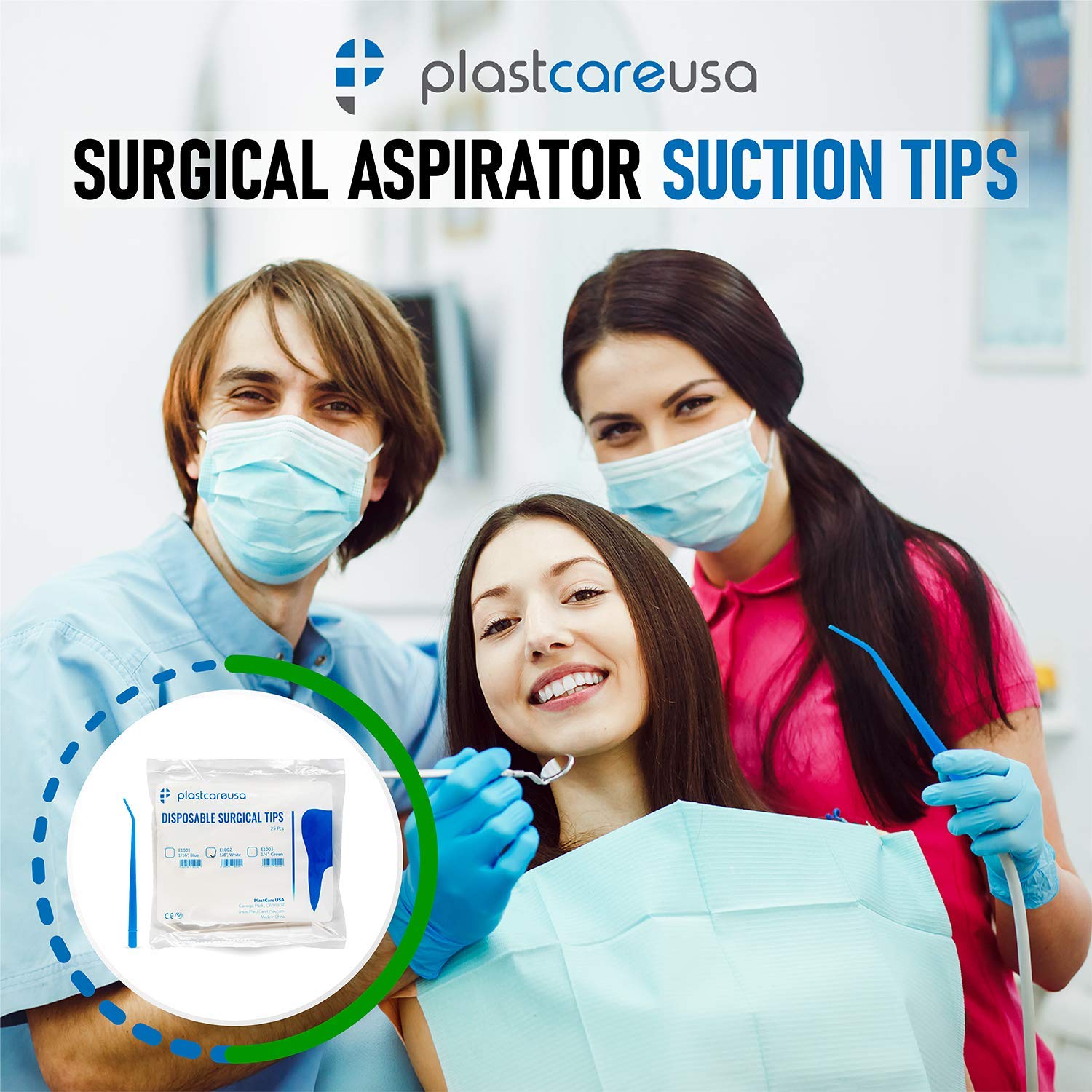 250 Small Dental Surgical Aspirator Aspirating Blue Suction Tips, 1 16 Diameter, 10 Bags