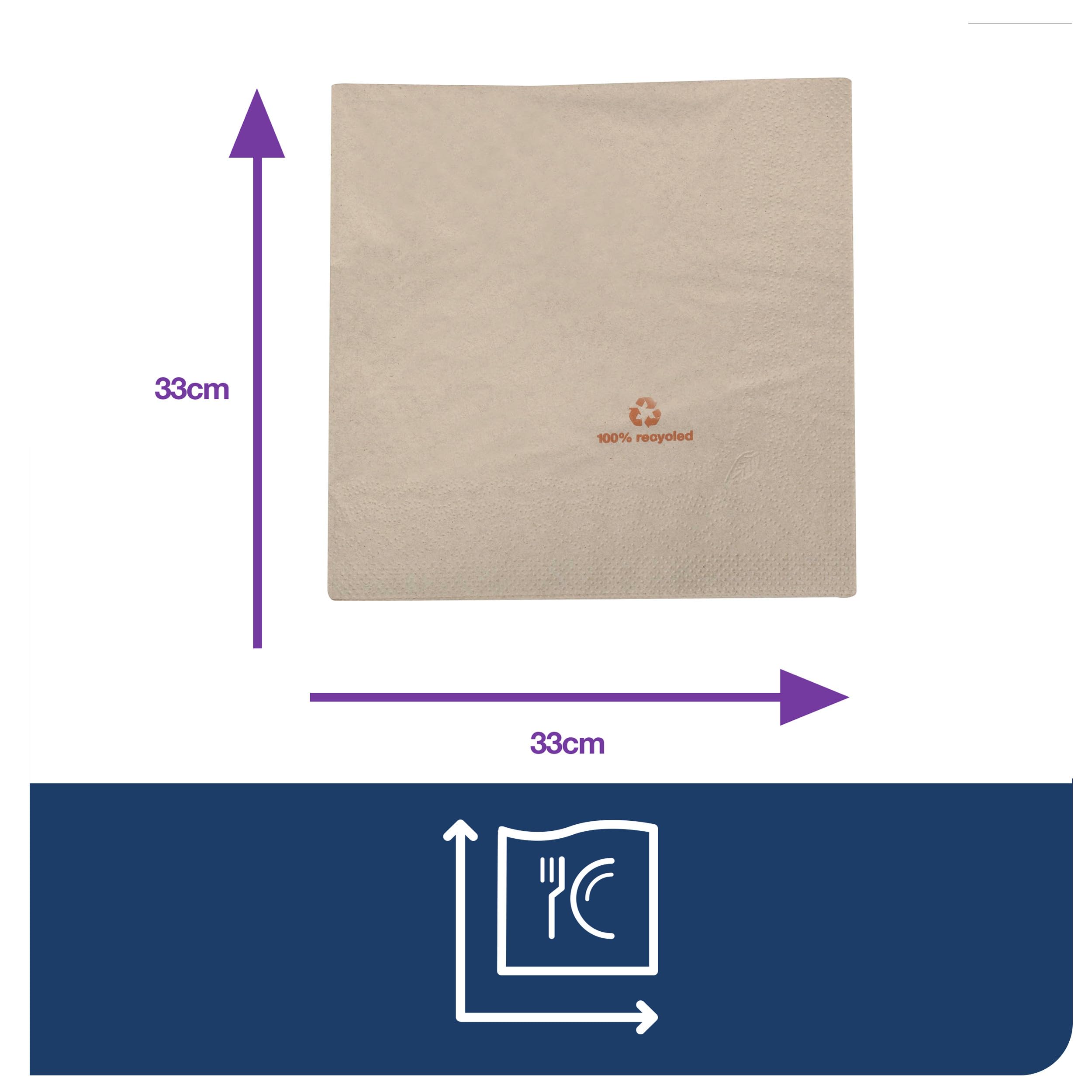 Tork Servilleta de almuerzo, Natural, 1/4 pliegue de 2 capas, 33 cm x 33 cm, 10 x 200 servilletas, 477350