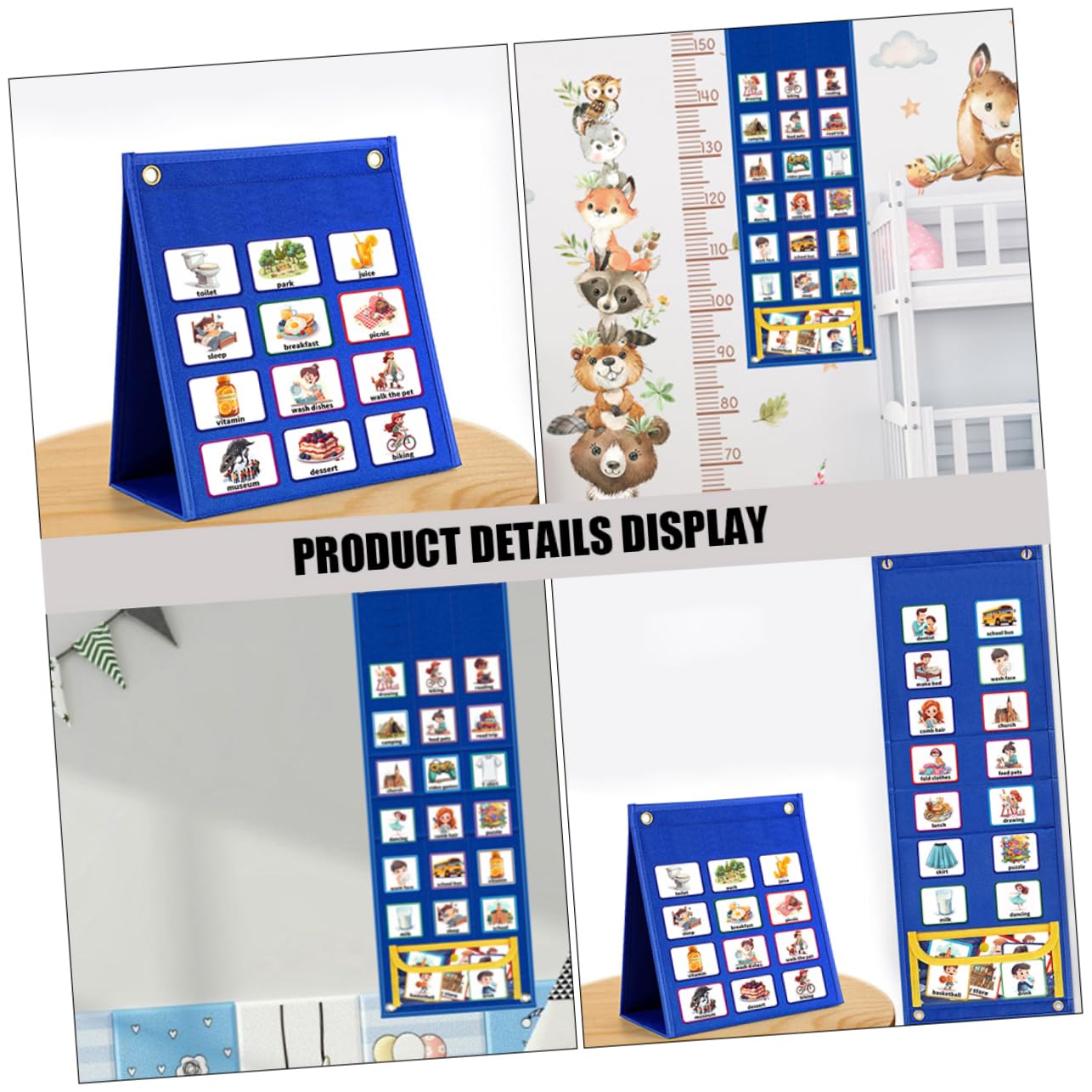 Parliky Calendario Visual Infantil con Pictogramas para Rutinas Diarias Tablero de con Bolsillo Amarillo Planificador DIY para Niñas Herramienta para Autismo y Disciplina