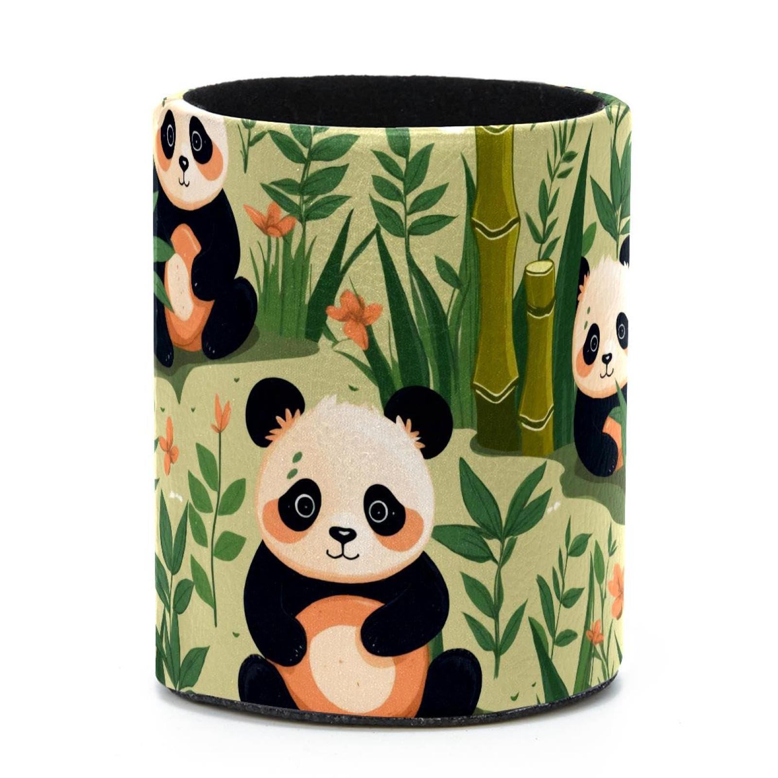 VAPOKF Round Pencil Holders for Desk, Pandas and Bamboo Pen Holders Pen Pot Makeup Brushes Storage Desktop Stationery Supplies Organiser for Home Office