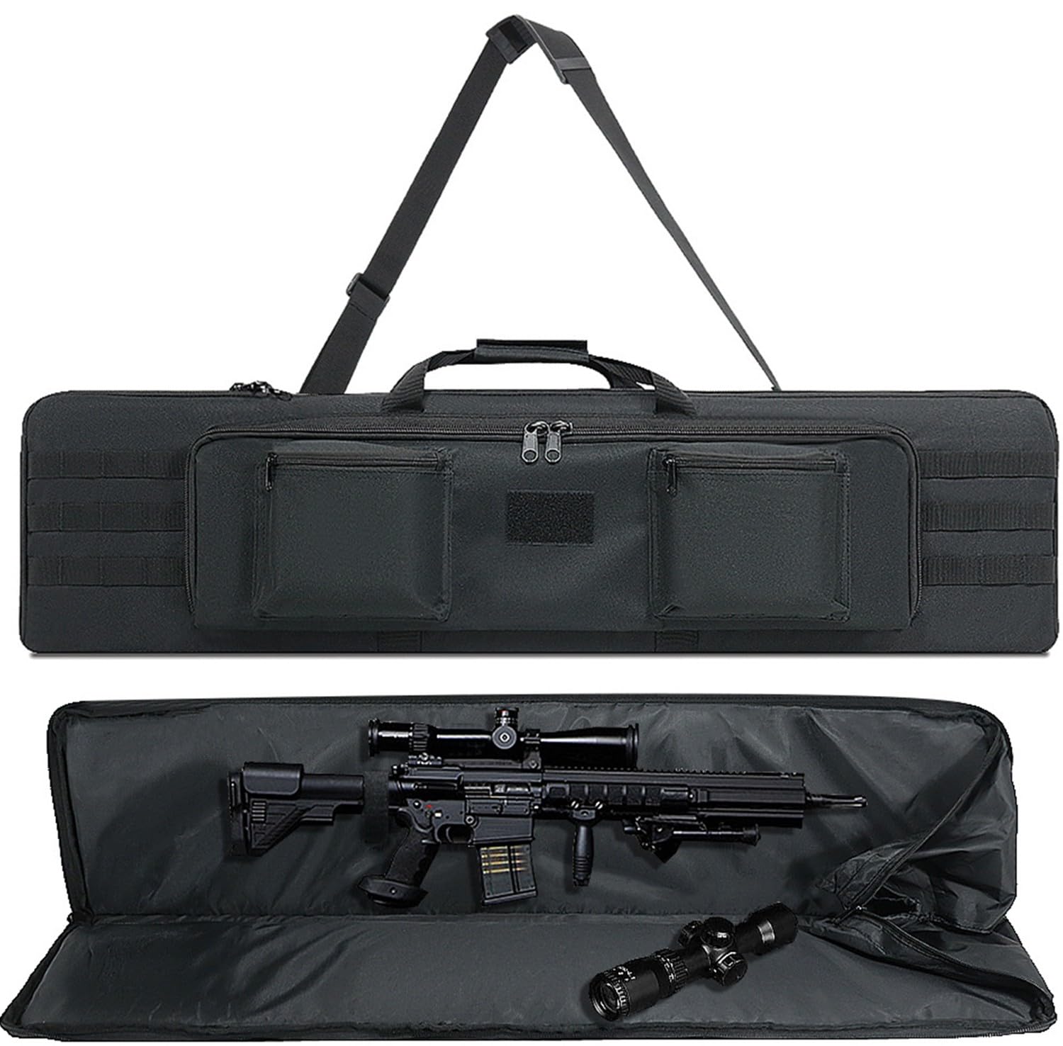 Maletin Arma Larga,Rifle Airsoft Bolsa Táctica Fundas Para Arma,Estuche Para Rifle Táctico Para Armacon,Correa De Hombro Extraíble Bolsa De Transporte,Con Sistema MOLLE Para Caza Disparando 100cm