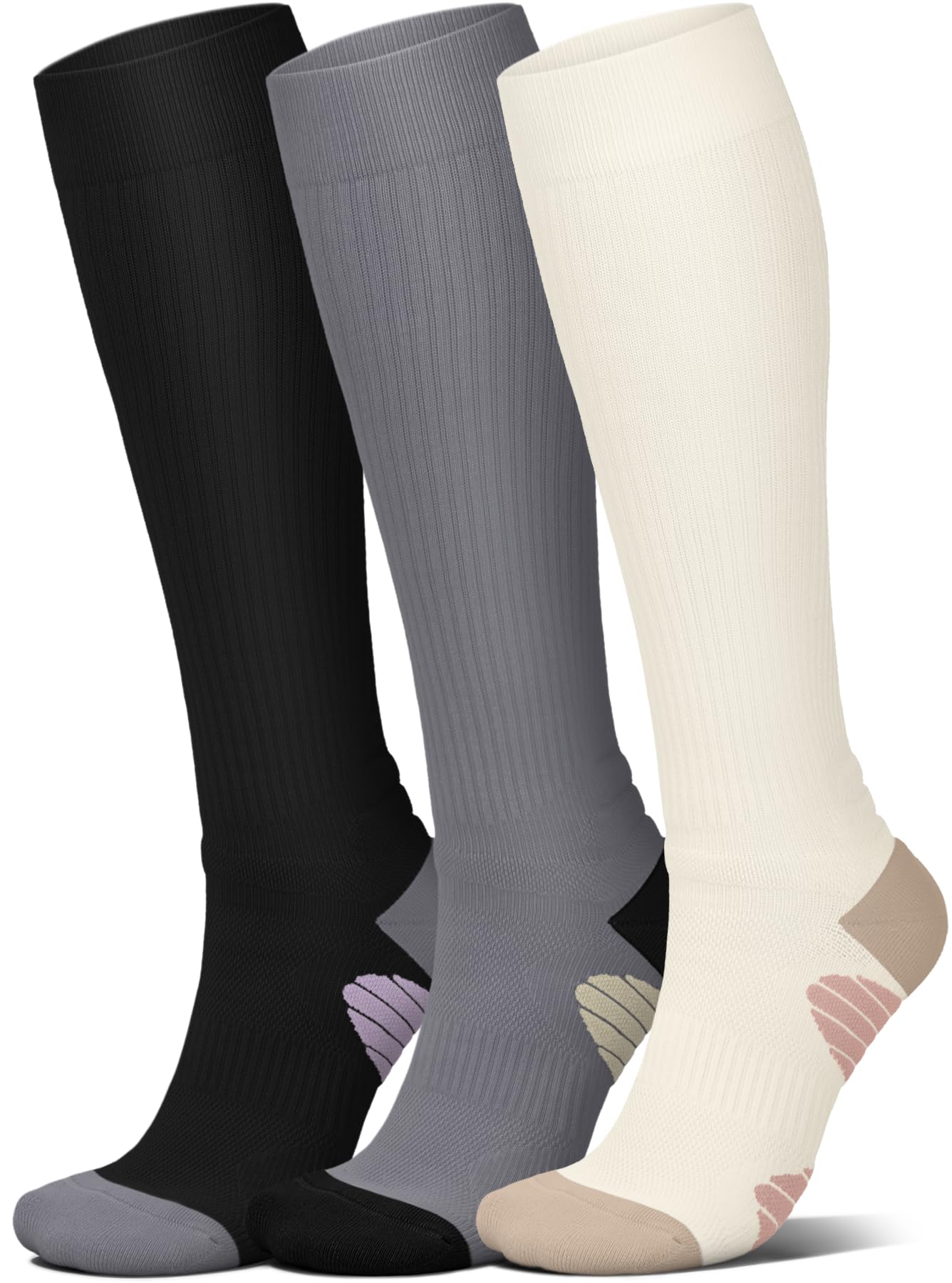 4 Pairs Compression Socks for Women Circulation-Best Support for Nurses,Running,Athletic,Travel