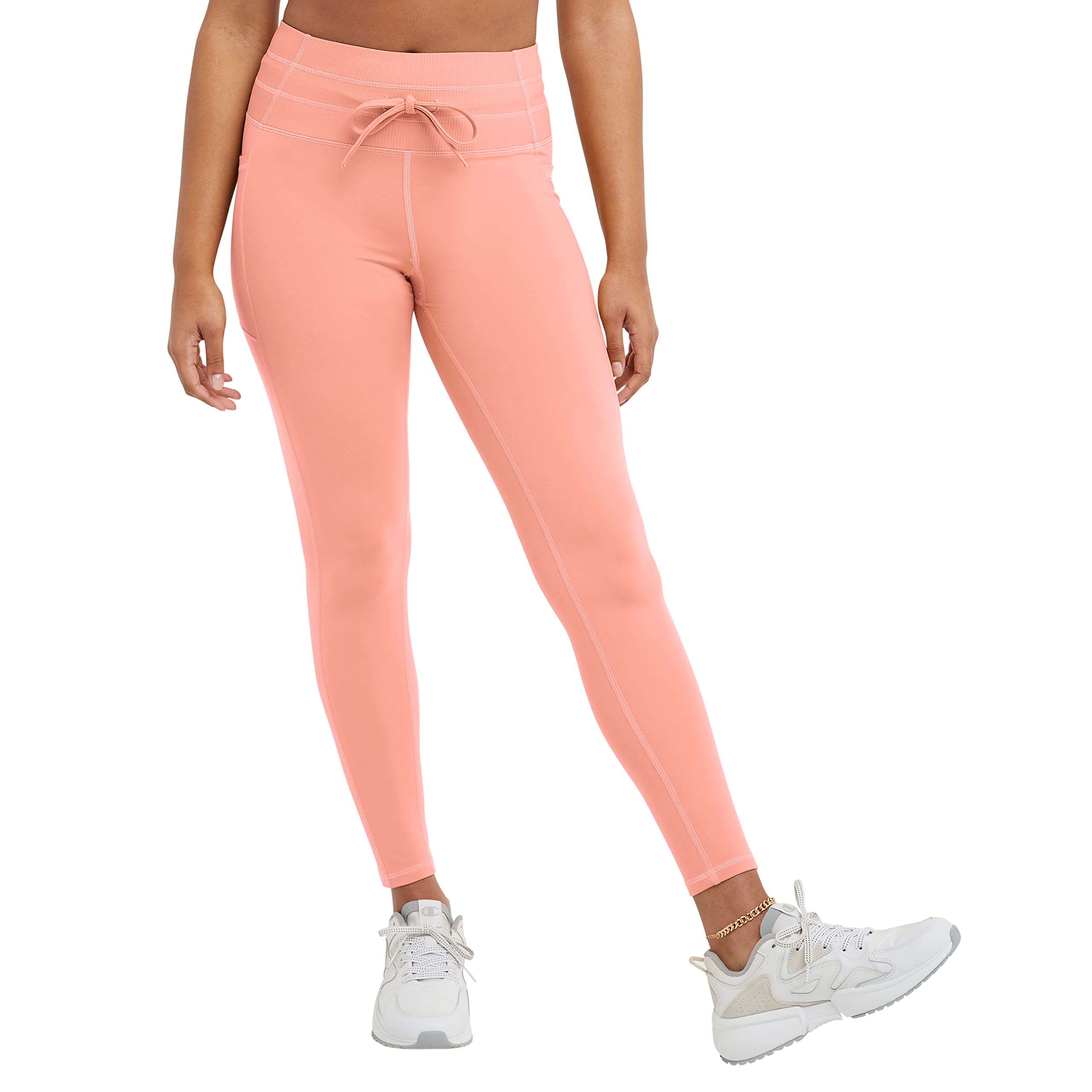 Champion Women's Leggings, Soft Touch, Moisture Wicking, Drawcord Leggings for Women, 25"