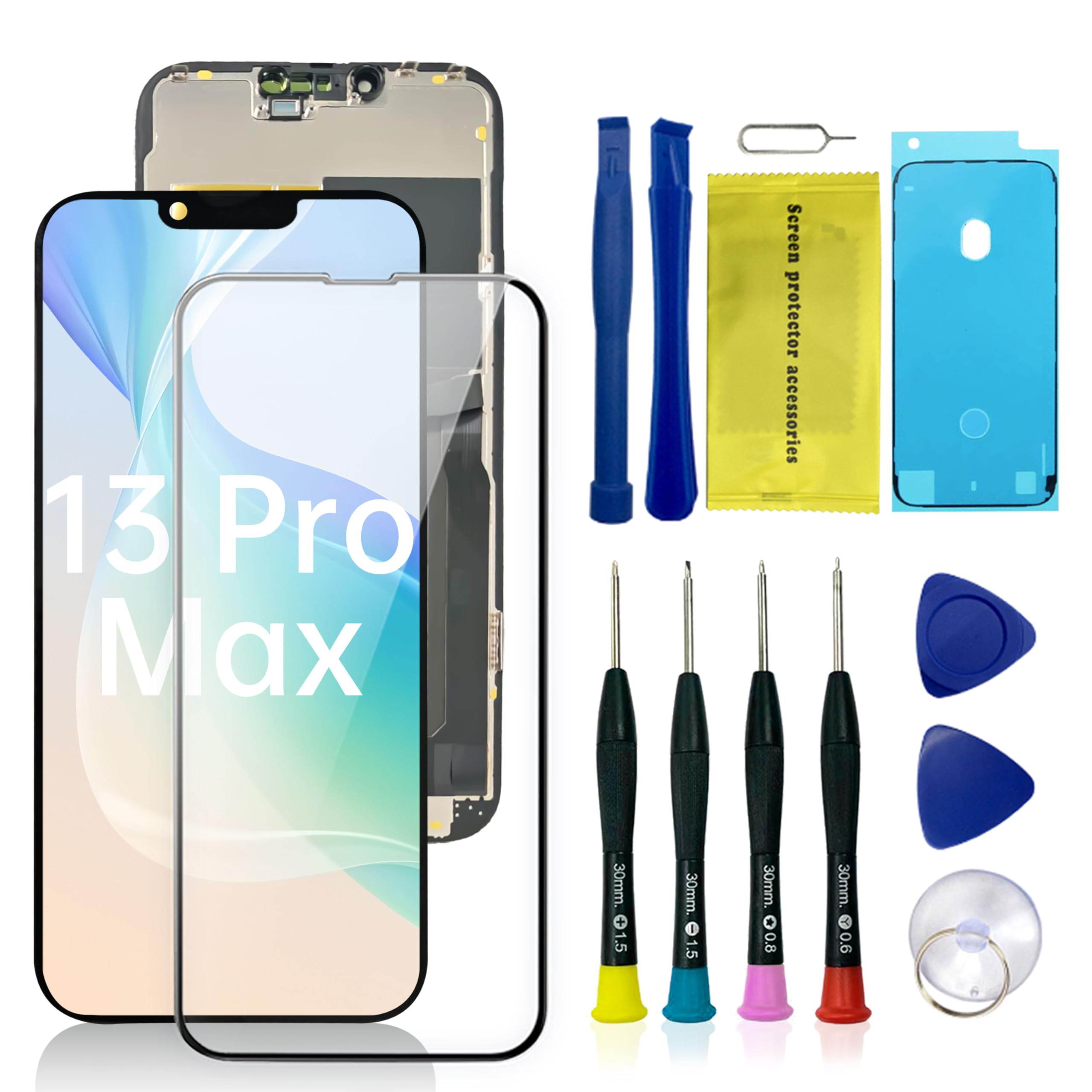 Schermo per iPhone 13 Pro Max LCD 6,7" | Display LCD Kit di Riparazione Compatibile con iPhone 13 Pro Max A2484, A2641, A2644, A2645, A2643